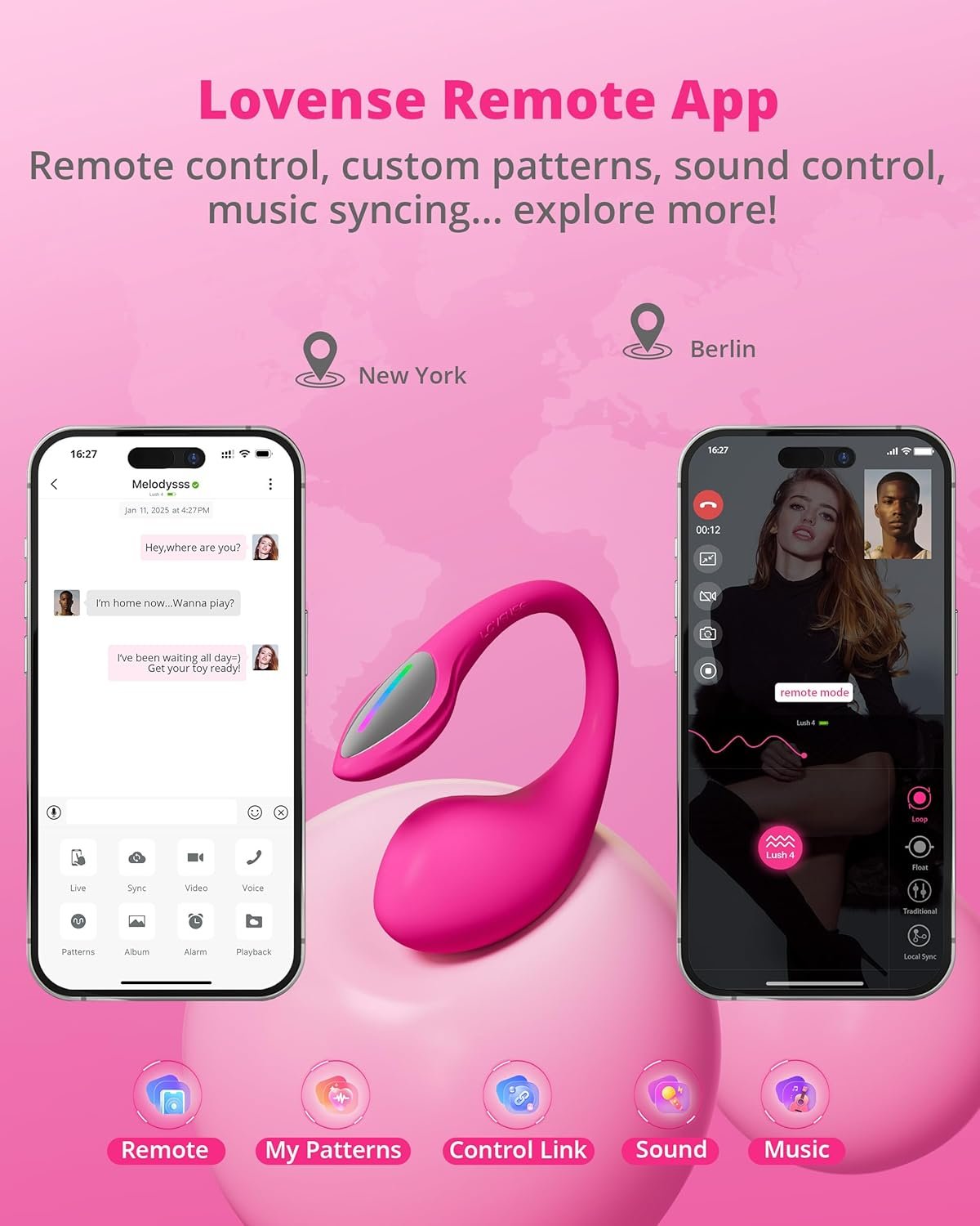 LOVENSE Lush 4 Wearable G-Spot Vibrator Remote Control Vibrator for Couples | App Control Long-Distance Couples Sex Toys, Discreet Panty Vibrator with LED Light, IPX7 Waterproof, Body-Safe Silicone, Rose - Image 5