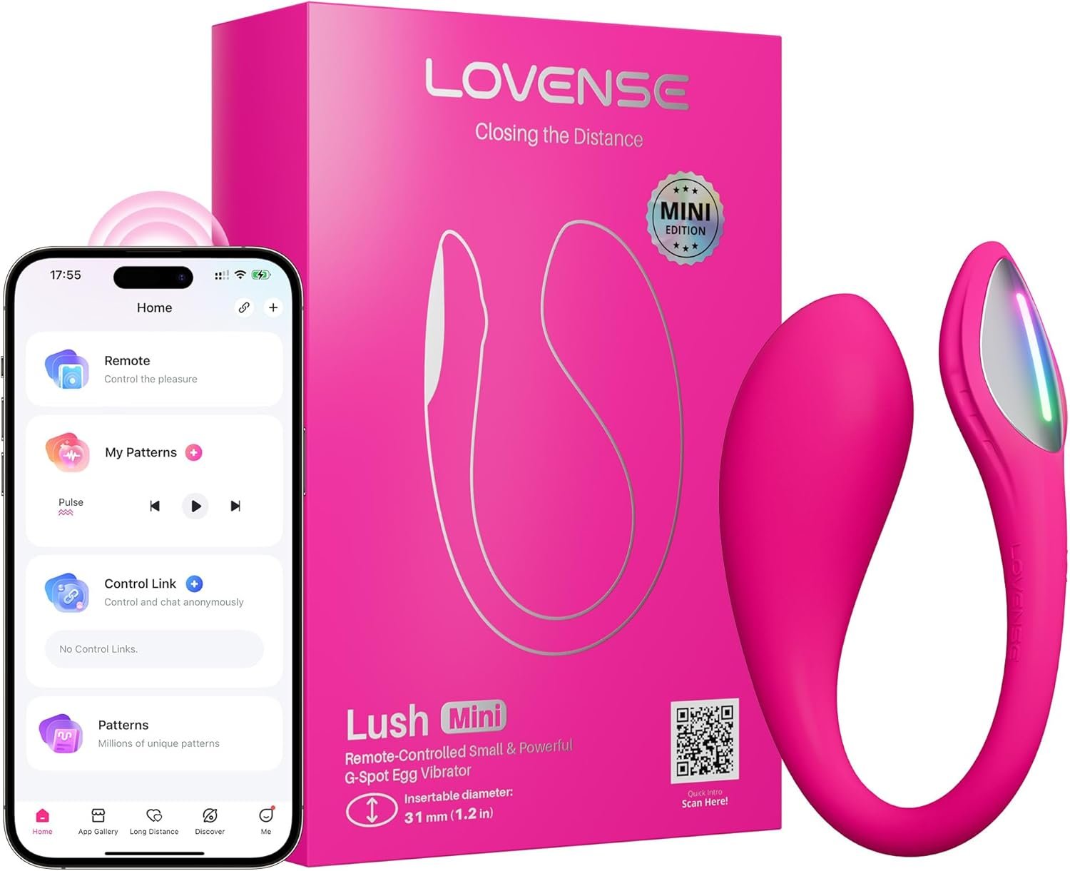 LOVENSE Lush Mini Wearable Vibrator, App-Controlled, G Spot, Waterproof | Long-Distance Remote Control Vibrator, Discreet Egg Vibrator, Quiet, Rechargeable, Couples Sex Toy, Beginner Friendly
