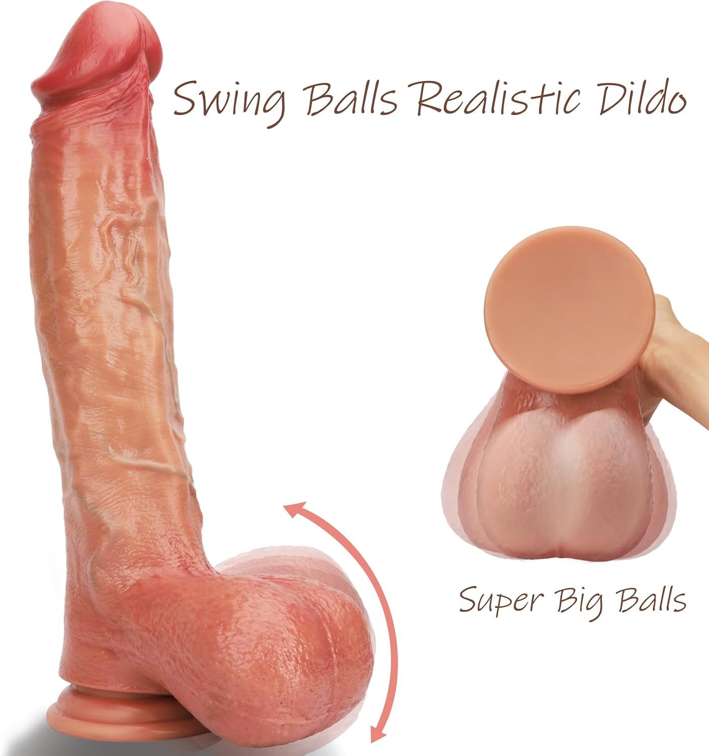 3.5" Diameter Huge Realistic Dildo Thick with Swing Balls, 17.7 Inch Big Long Anal Dildo for Auns G-spot Play, Silicone Giant Dildos with Suction Cup, Fisting BDSM Anal Sex Toys for Men Women - Image 3