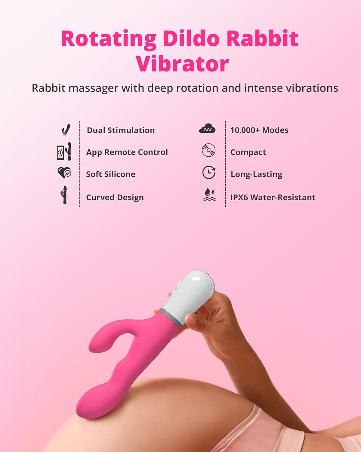LOVENSE Nora Rabbit Vibrator with Remote, Rotating Dildo G Spot Vibrator | Clitoral Simulation, Dual Stimulation, Long Distance Bluetooth, 10000+ Vibration Modes, Waterproof, USB Rechargeable - Image 2