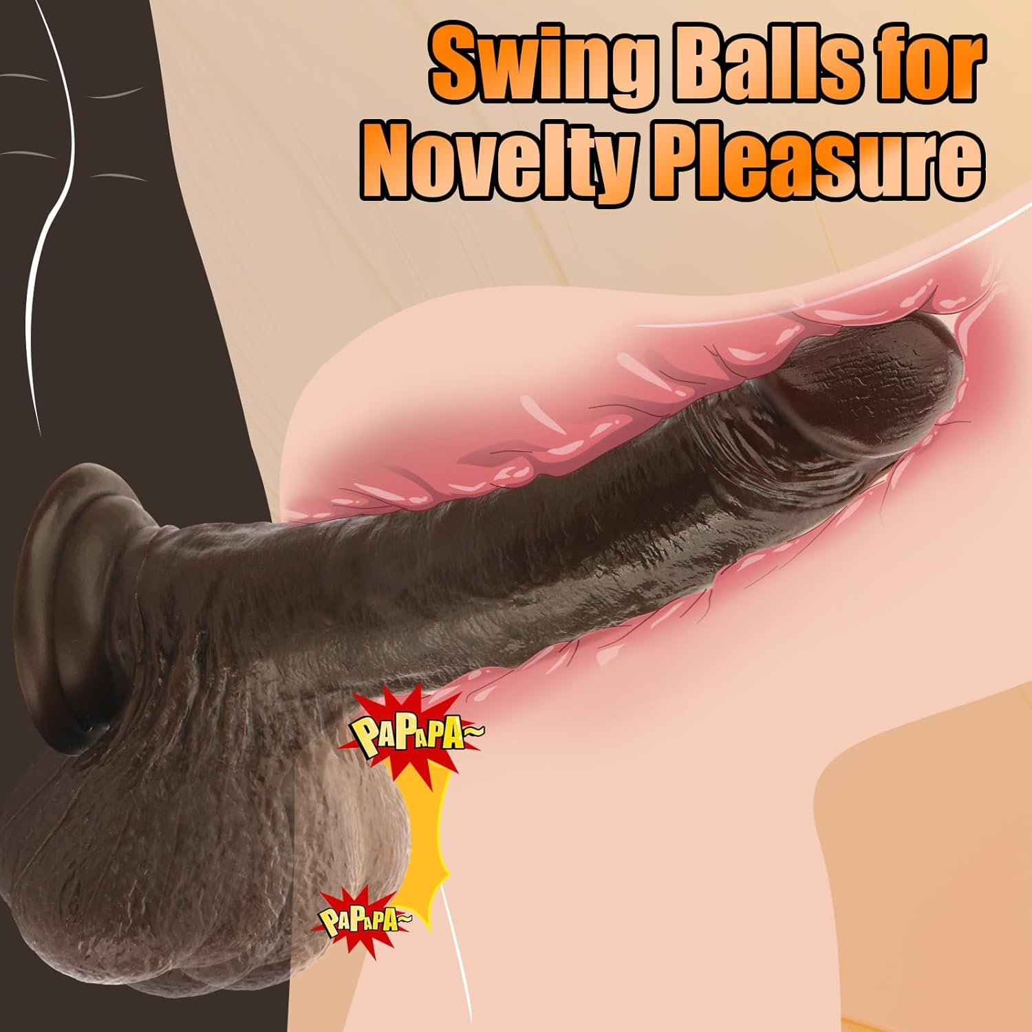 Realistic Huge Dildo with Big Swinging Balls Sex Toys, 9.05“ Long Dildos for Anal G spot Stimulate, Soft Liquid Silicone Didlo with Suction Cup, Real Skin Thick Anal Dildo for Men Women Couples - Image 3