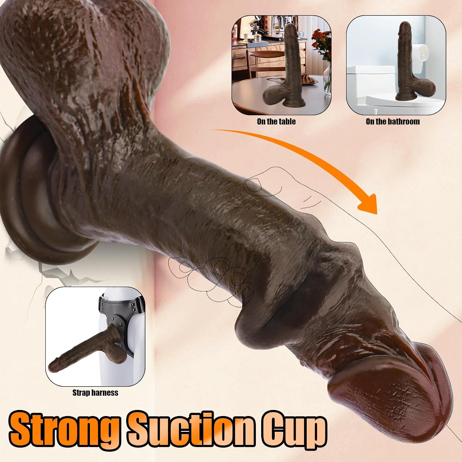 Realistic Huge Dildo with Big Swinging Balls Sex Toys, 9.05“ Long Dildos for Anal G spot Stimulate, Soft Liquid Silicone Didlo with Suction Cup, Real Skin Thick Anal Dildo for Men Women Couples - Image 5