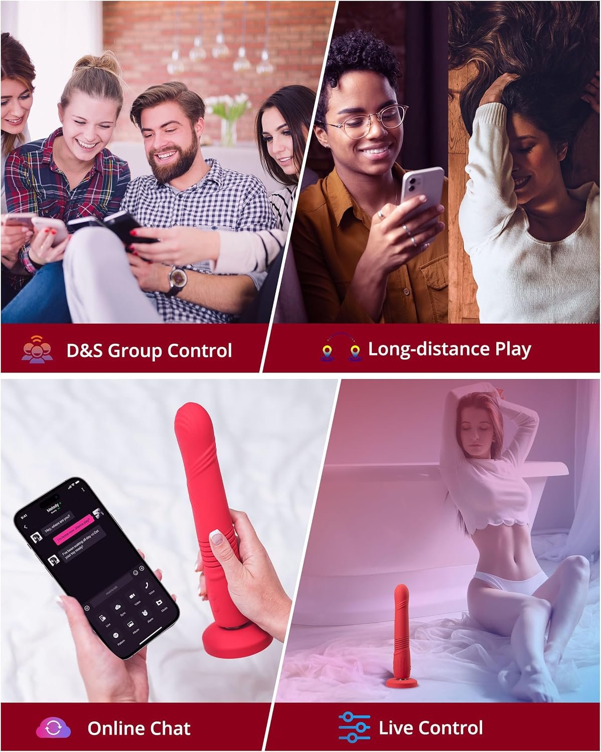 LOVENSE Gravity Thrusting Vibrator, G-Spot Dildo, App-Controlled, Bluetooth | Adult Sex Toy, Remote Control Vibrator, Long-Distance Control, Rechargeable, Thrusting & Vibrating Modes, for Women & Couples - Image 4