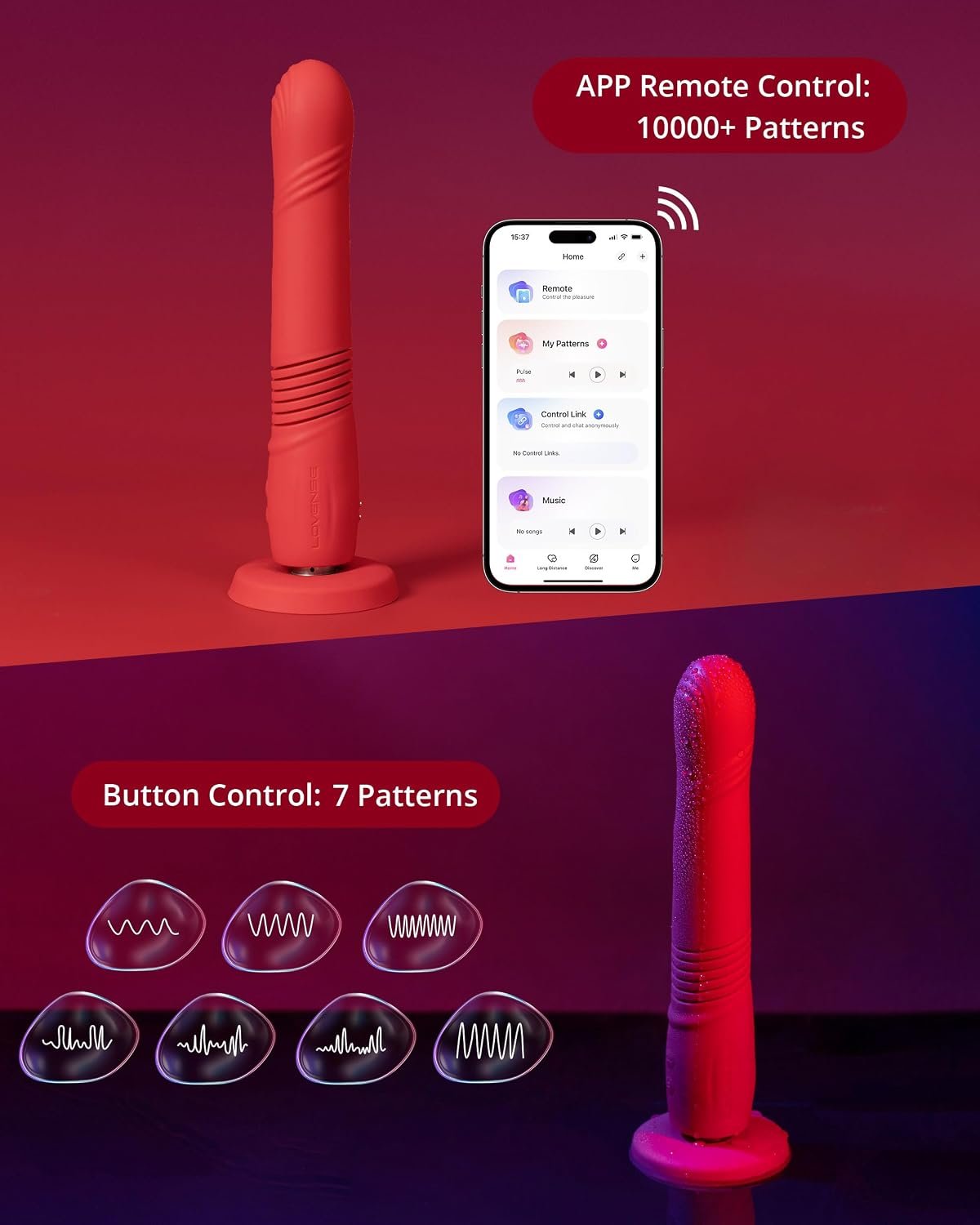 LOVENSE Gravity Thrusting Vibrator, G-Spot Dildo, App-Controlled, Bluetooth | Adult Sex Toy, Remote Control Vibrator, Long-Distance Control, Rechargeable, Thrusting & Vibrating Modes, for Women & Couples - Image 5