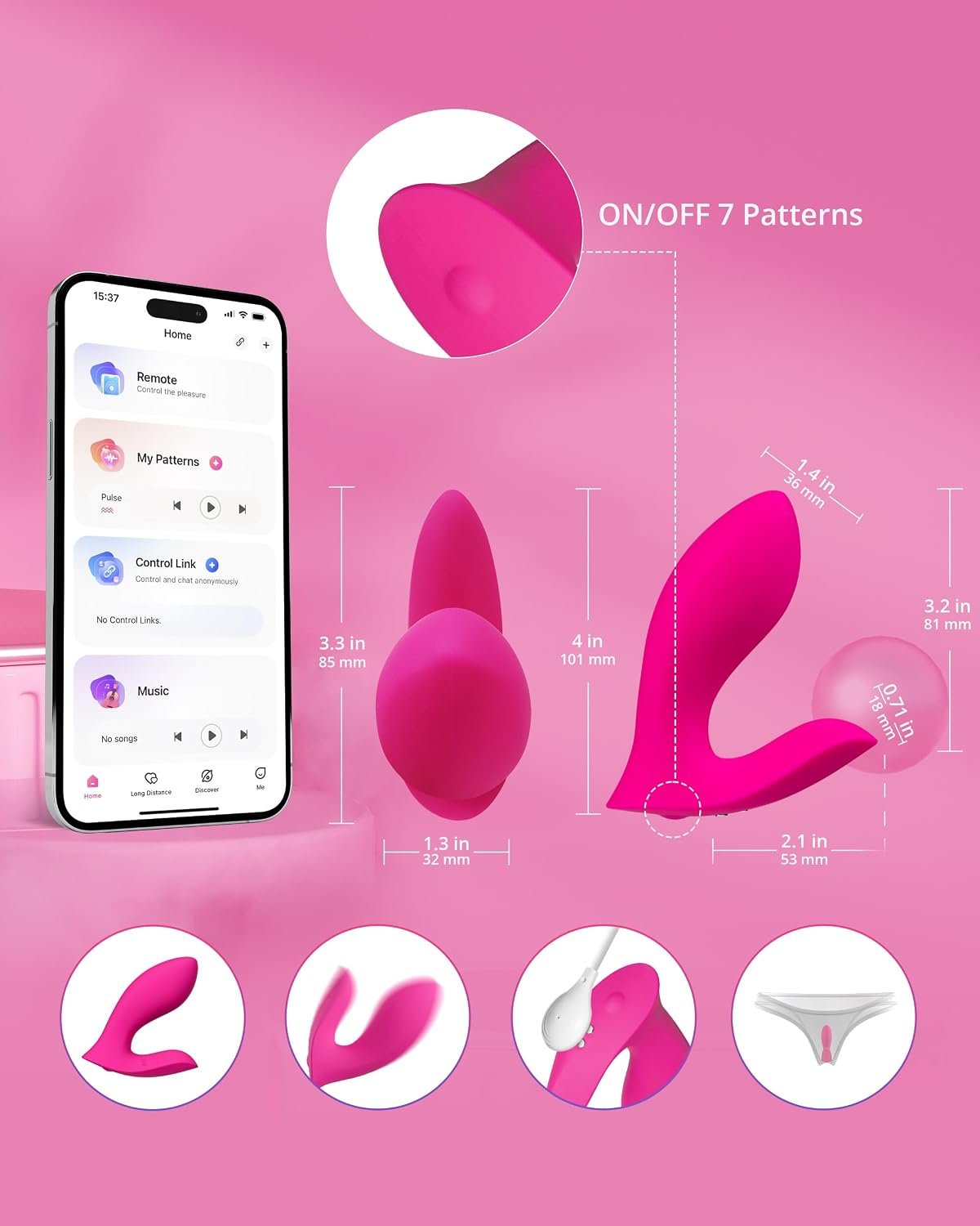 LOVENSE Flexer Wearable Panty Vibrator, Remote Control Butterfly Vibrator | Remote Control, Long-Distance App Control, Bluetooth, Rechargeable Clitoral & G-Spot Stimulator for Women, Solo & Couples - Image 6