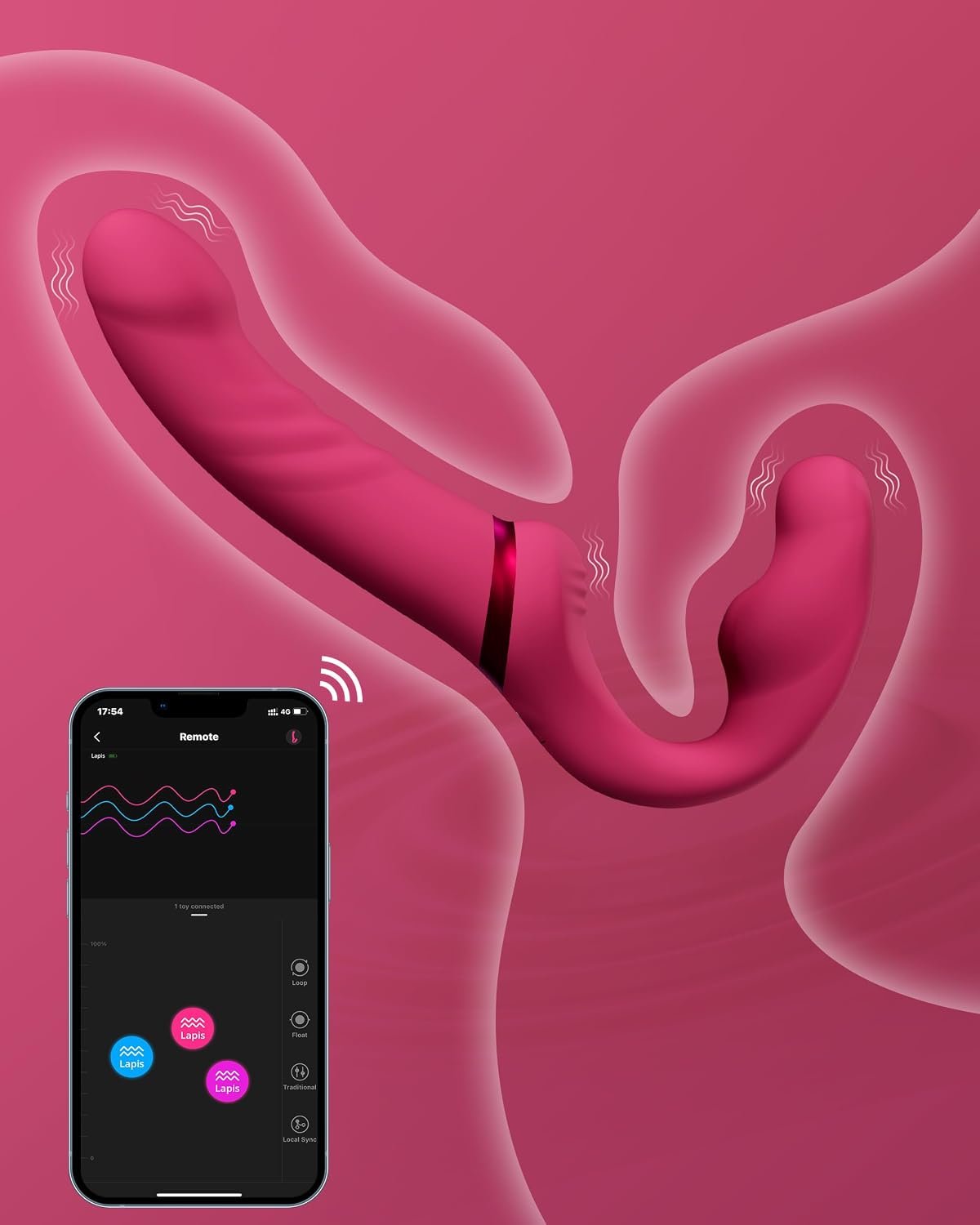 LOVENSE Lapis Strapless Strap-On Dildo, Double-Ended G-Spot Vibrator Toy | Double Dildo, Vibrating Strap On, Remote Control, Flexible Bulb, Clitoral Stimulator, Lesbian Toys for Women & Couples - Image 6