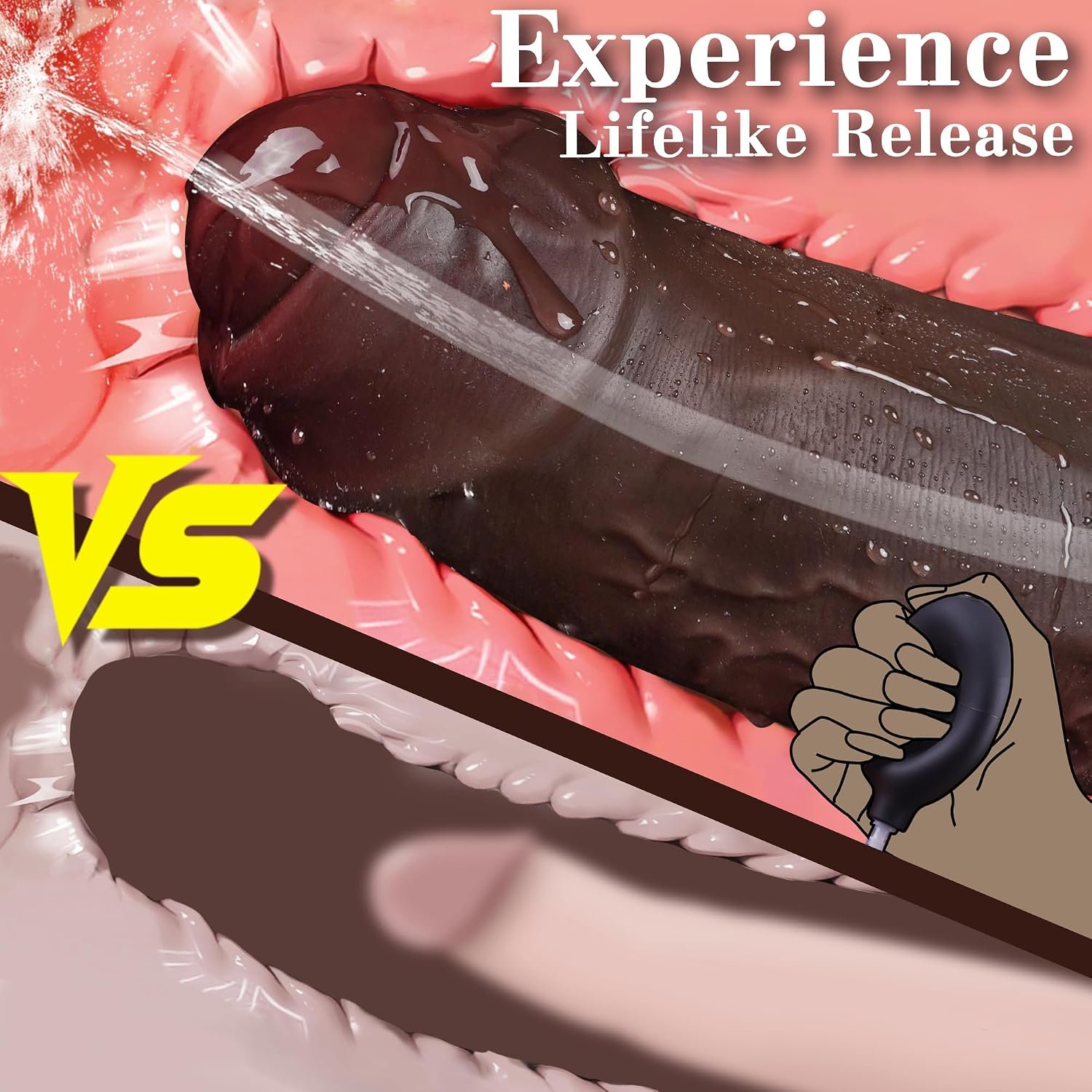9.65" Squirting BBC Dildo Ejaculating Big Black Dildo XL Realistic Dildos | Huge Uncut Ejaculating Toy Made from Soft Dual Density Silicone, Foreskin Cock with Suction Cup, Adult Sex Toys for Women Men - Image 4