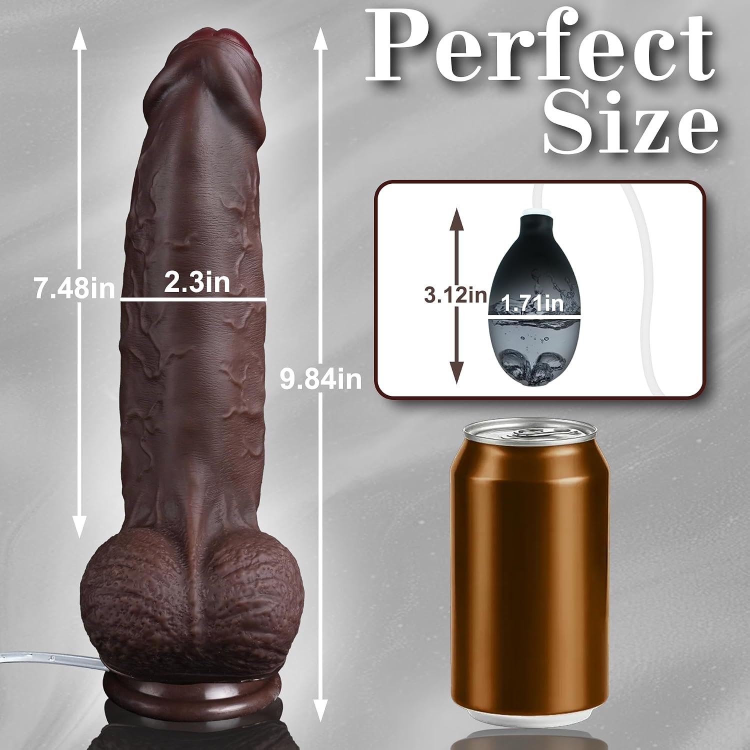 9.65" Squirting BBC Dildo Ejaculating Big Black Dildo XL Realistic Dildos | Huge Uncut Ejaculating Toy Made from Soft Dual Density Silicone, Foreskin Cock with Suction Cup, Adult Sex Toys for Women Men - Image 2