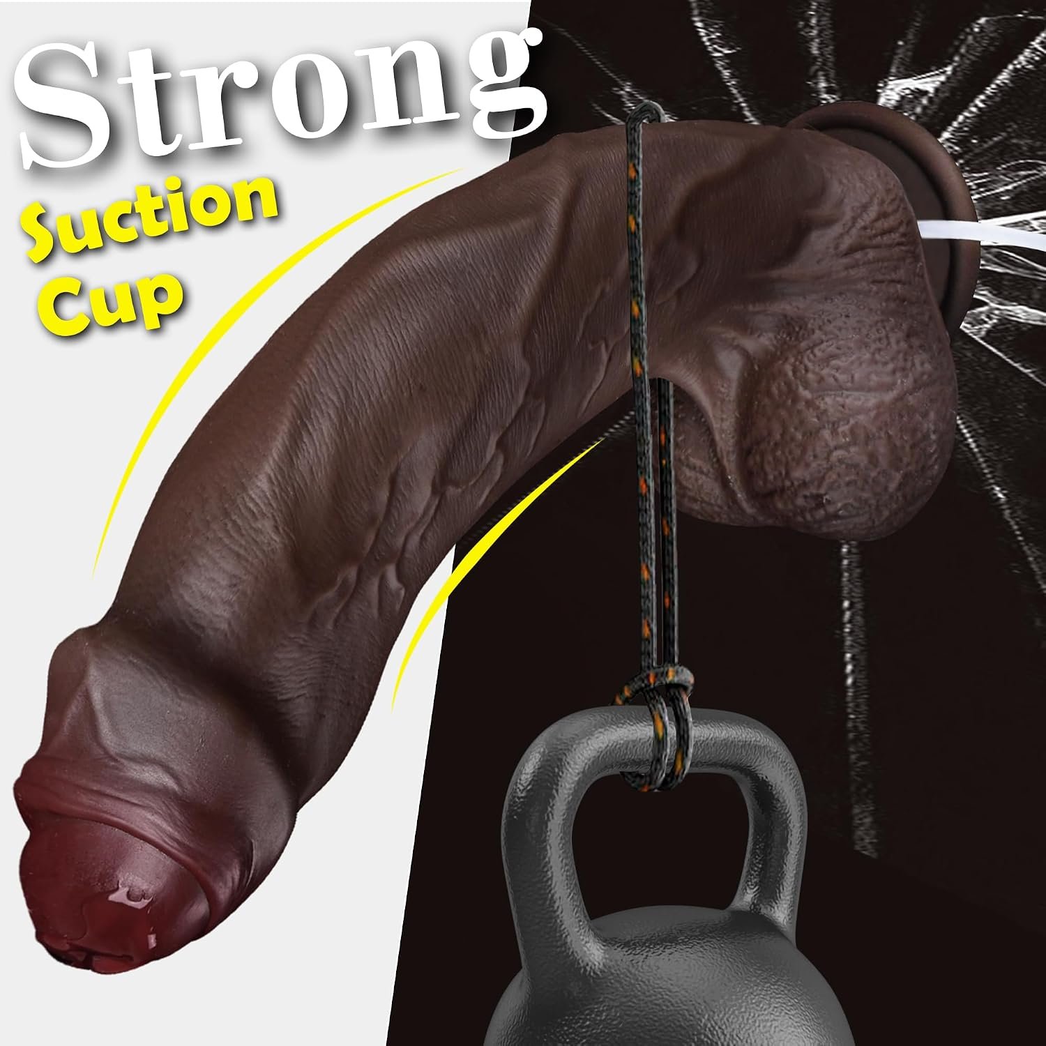 9.65" Squirting BBC Dildo Ejaculating Big Black Dildo XL Realistic Dildos | Huge Uncut Ejaculating Toy Made from Soft Dual Density Silicone, Foreskin Cock with Suction Cup, Adult Sex Toys for Women Men - Image 6
