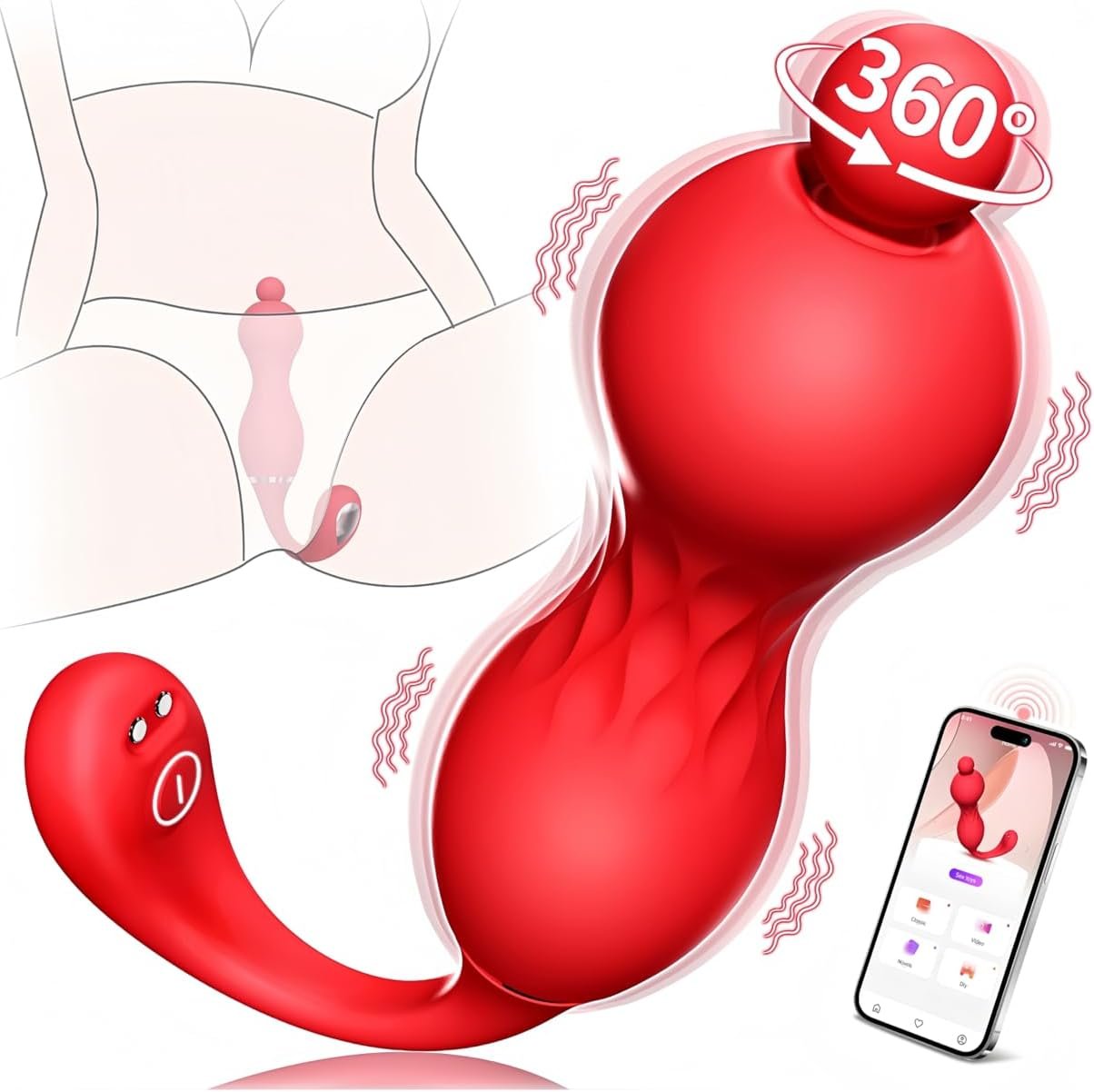 Vibrator Sex Toys for Women - App Remote Control Wearable Vibrators 10 Vibration Modes and 360° Rotation, G Spot Clitoral Stimulator, Rose Vibrating Egg Adult Toy for Couples Long Distance Play (M)