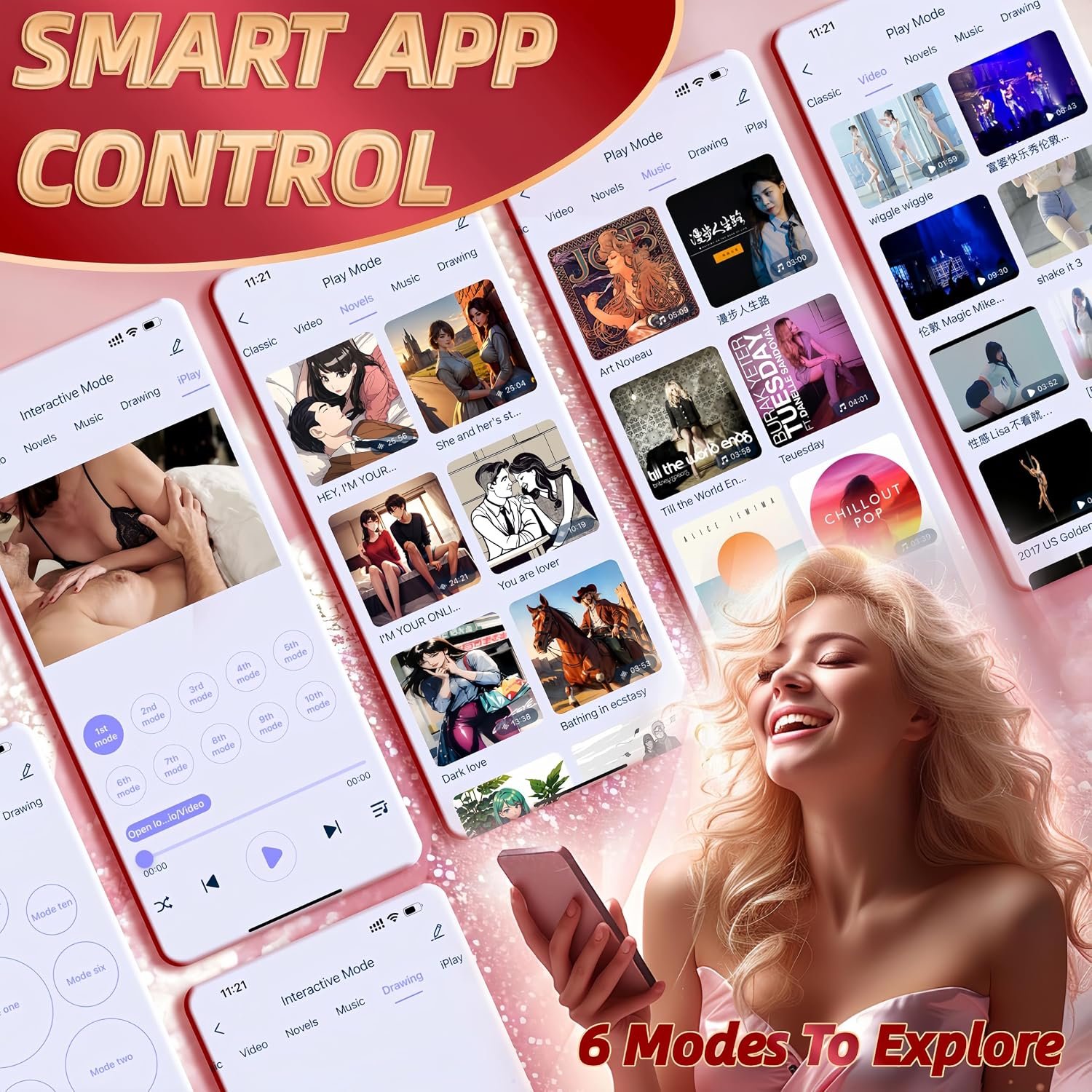 Vibrator Sex Toys for Women - App Remote Control Wearable Vibrators 10 Vibration Modes and 360° Rotation, G Spot Clitoral Stimulator, Rose Vibrating Egg Adult Toy for Couples Long Distance Play (M) - Image 5