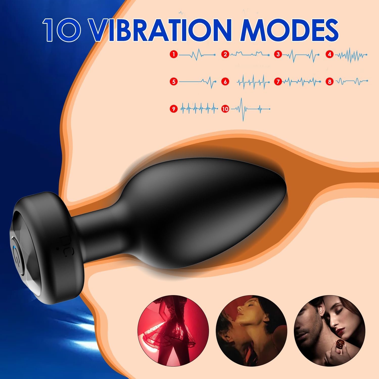 oreyurt Anal Plug Sex Toys Vibrator – Silicone Butt Plugs Training Kit with Remote Control, 10 Vibration Modes, Prostate Massager for Adults – Black - Image 2