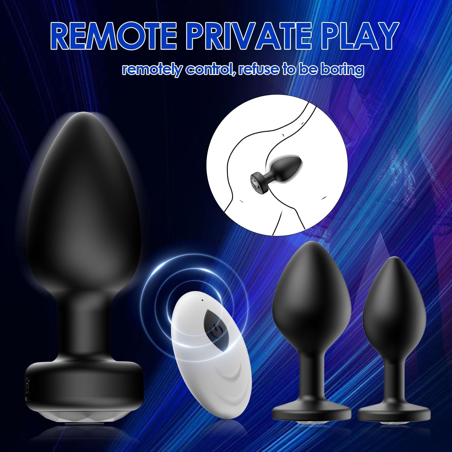oreyurt Anal Plug Sex Toys Vibrator – Silicone Butt Plugs Training Kit with Remote Control, 10 Vibration Modes, Prostate Massager for Adults – Black - Image 3