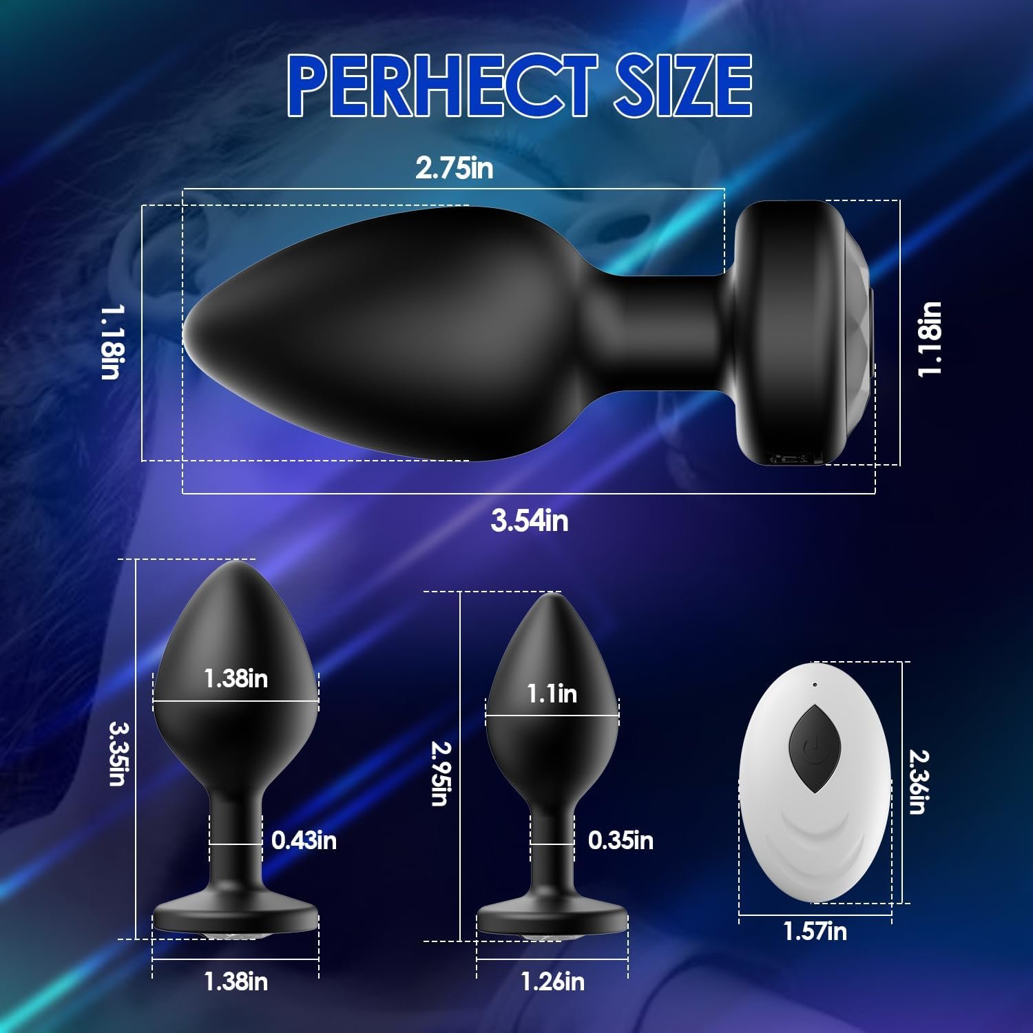oreyurt Anal Plug Sex Toys Vibrator – Silicone Butt Plugs Training Kit with Remote Control, 10 Vibration Modes, Prostate Massager for Adults – Black - Image 5