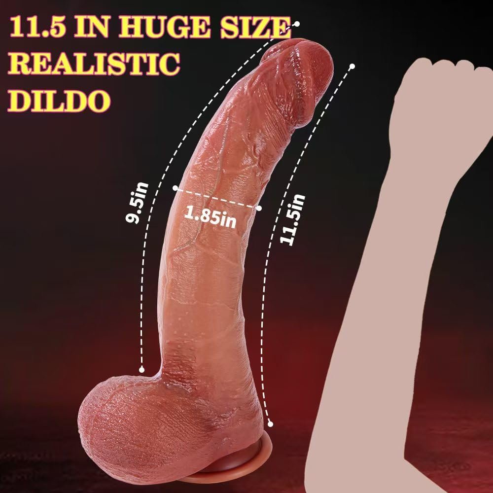 11.5” Long Curved Dildo for G Spot and Anal Play, Realistic Silicone Dildo | Skinny Suction Cup Dildos for Hands-Free, Large Dildo for Advanced Players, Adult Toys for Women,Men, and Gay, Cobulipo - Image 5