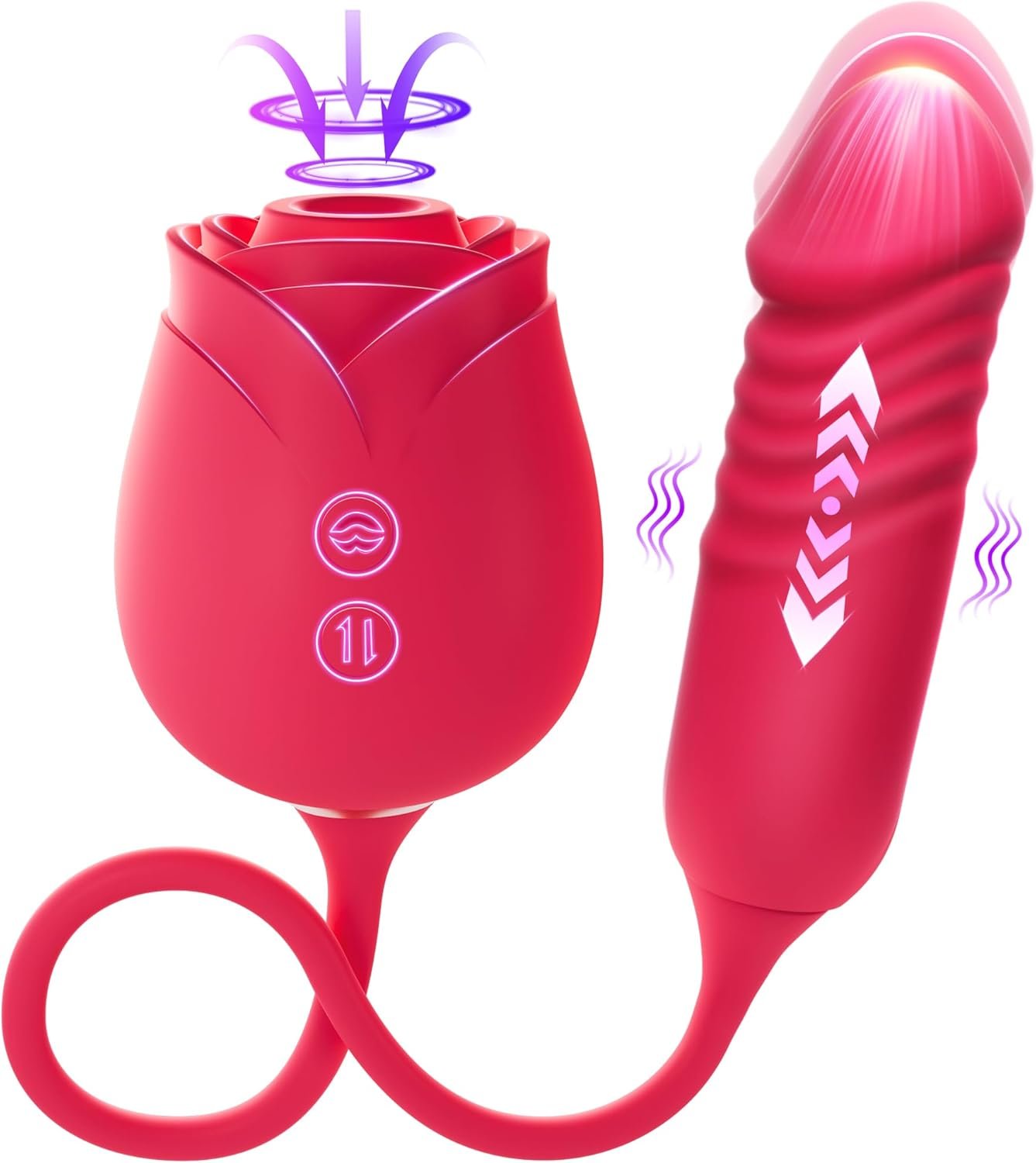 Vibrator Dildo Sex Toys for Women - MOOLIGIRL Rose Sex Toy with Thrusting G Spot Vibrators & 10 Sucking Modes for Clitoral Nipple Stimulation Anal Dildos Adult Sex Toys Games for Couples Sex Machine - Image 2