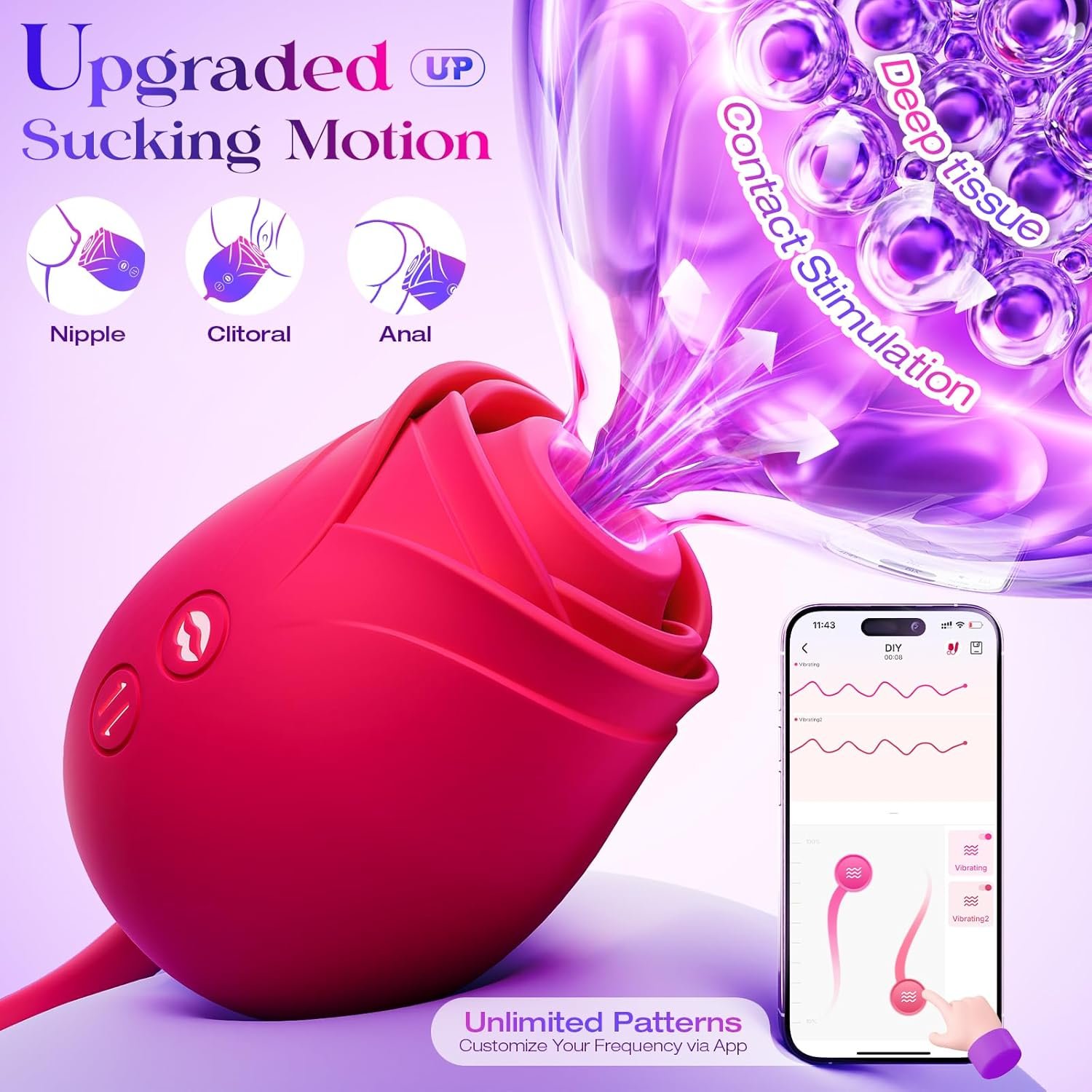 Vibrator Dildo Sex Toys for Women - MOOLIGIRL Rose Sex Toy with Thrusting G Spot Vibrators & 10 Sucking Modes for Clitoral Nipple Stimulation Anal Dildos Adult Sex Toys Games for Couples Sex Machine - Image 3