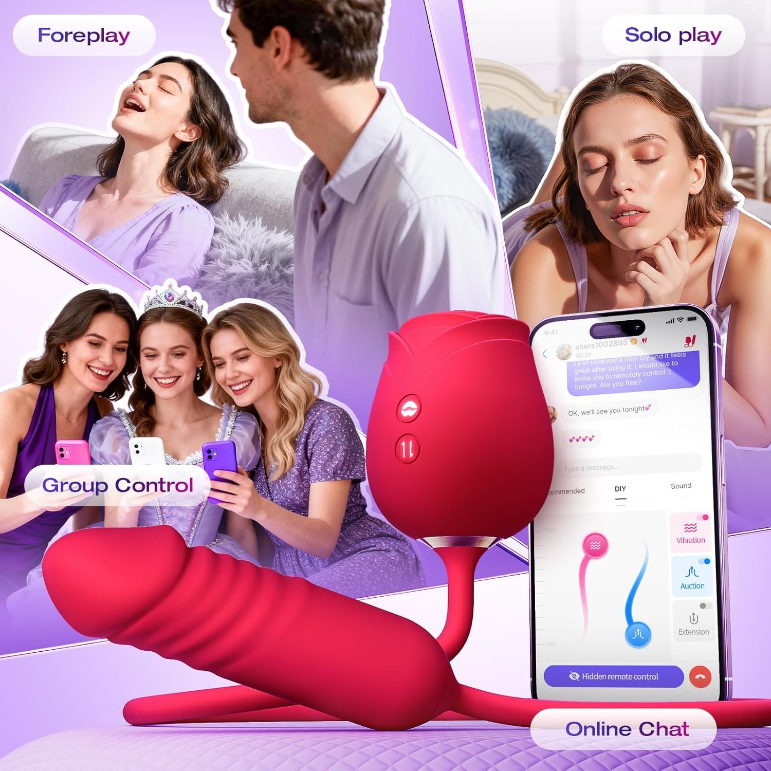 Vibrator Dildo Sex Toys for Women - MOOLIGIRL Rose Sex Toy with Thrusting G Spot Vibrators & 10 Sucking Modes for Clitoral Nipple Stimulation Anal Dildos Adult Sex Toys Games for Couples Sex Machine - Image 6