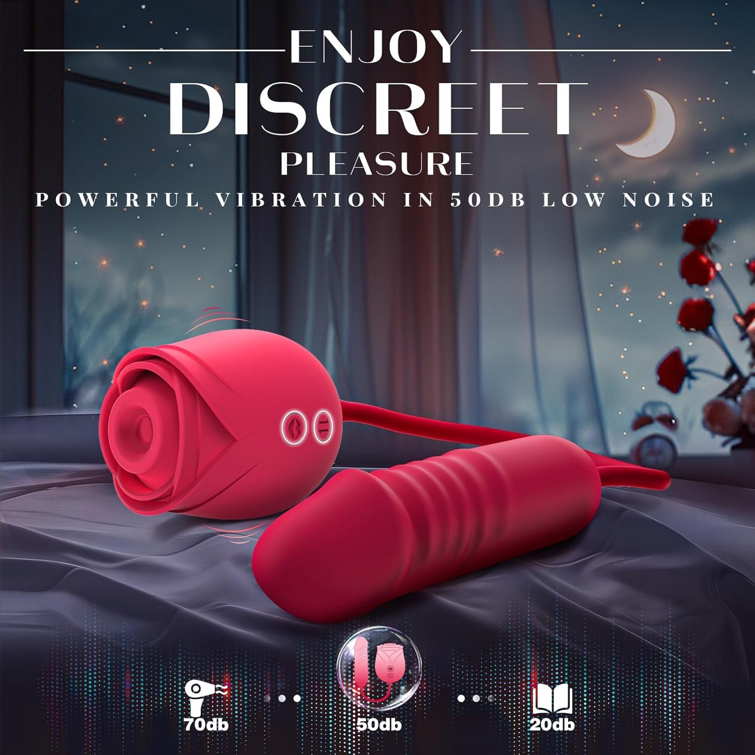 Vibrator Dildo Sex Toys for Women - MOOLIGIRL Rose Sex Toy with Thrusting G Spot Vibrators & 10 Sucking Modes for Clitoral Nipple Stimulation Anal Dildos Adult Sex Toys Games for Couples Sex Machine - Image 8