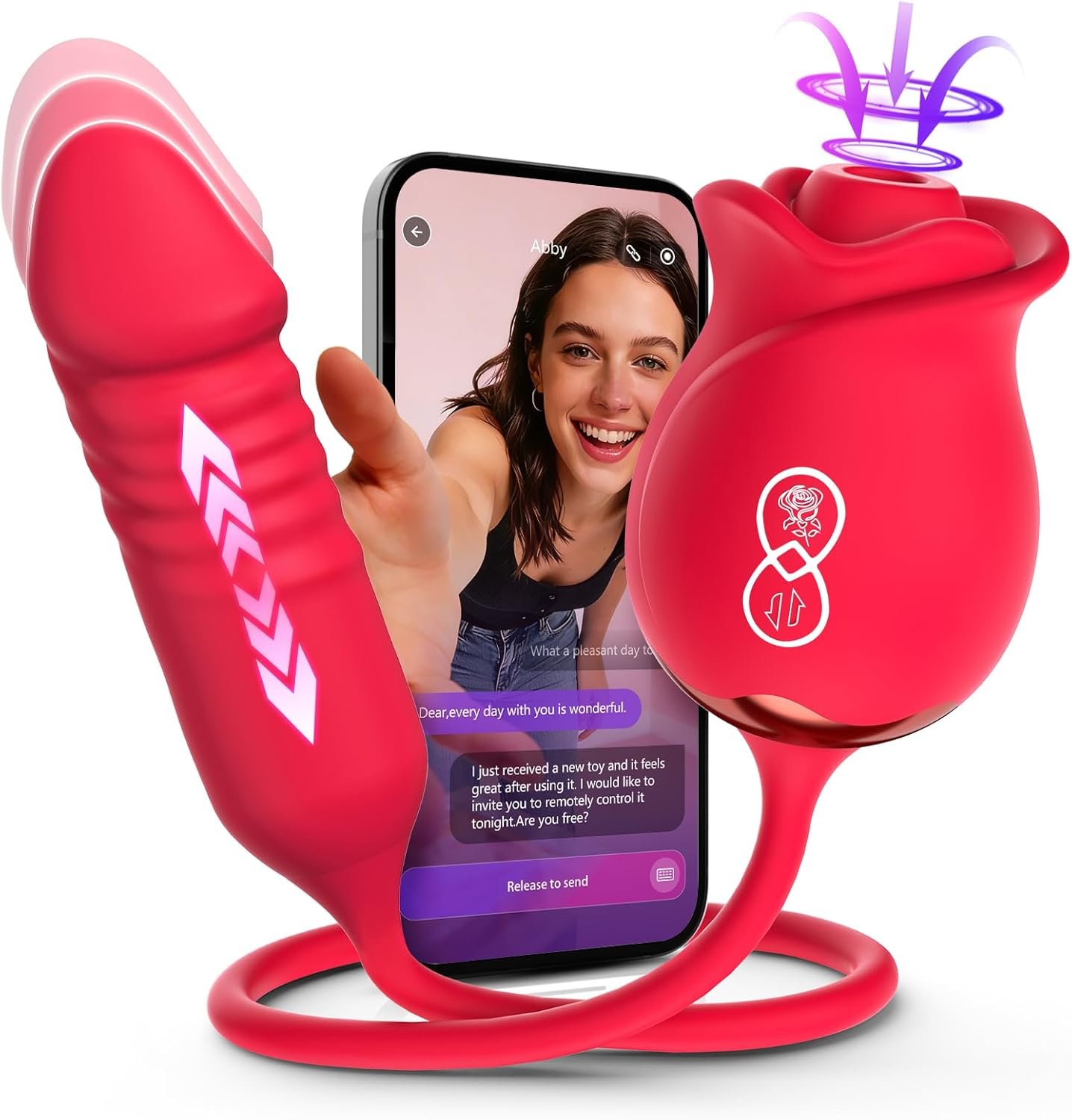 Vibrator Dildo Sex Toys for Women - MOOLIGIRL Rose Sex Toy with Thrusting G Spot Vibrators & 10 Sucking Modes for Clitoral Nipple Stimulation Anal Dildos Adult Sex Toys Games for Couples Sex Machine - Image 10