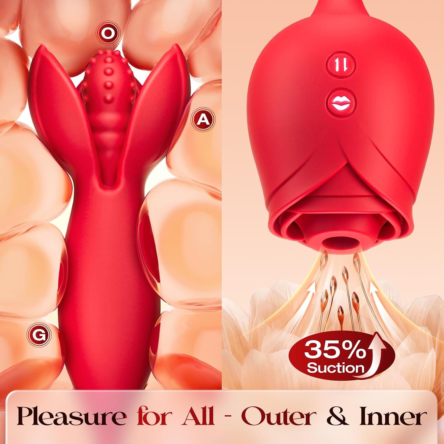 MOOLIGIRL Rose Toy Couple Vibrator Sex Toys for Women, Detachable Sucking Vibrator & Blooming Thrusting Dildo, 10 Modes, App AI Control Adult Toy for Female, G-Spot Clitoral Nipple Paddles S&M Whips - Image 2