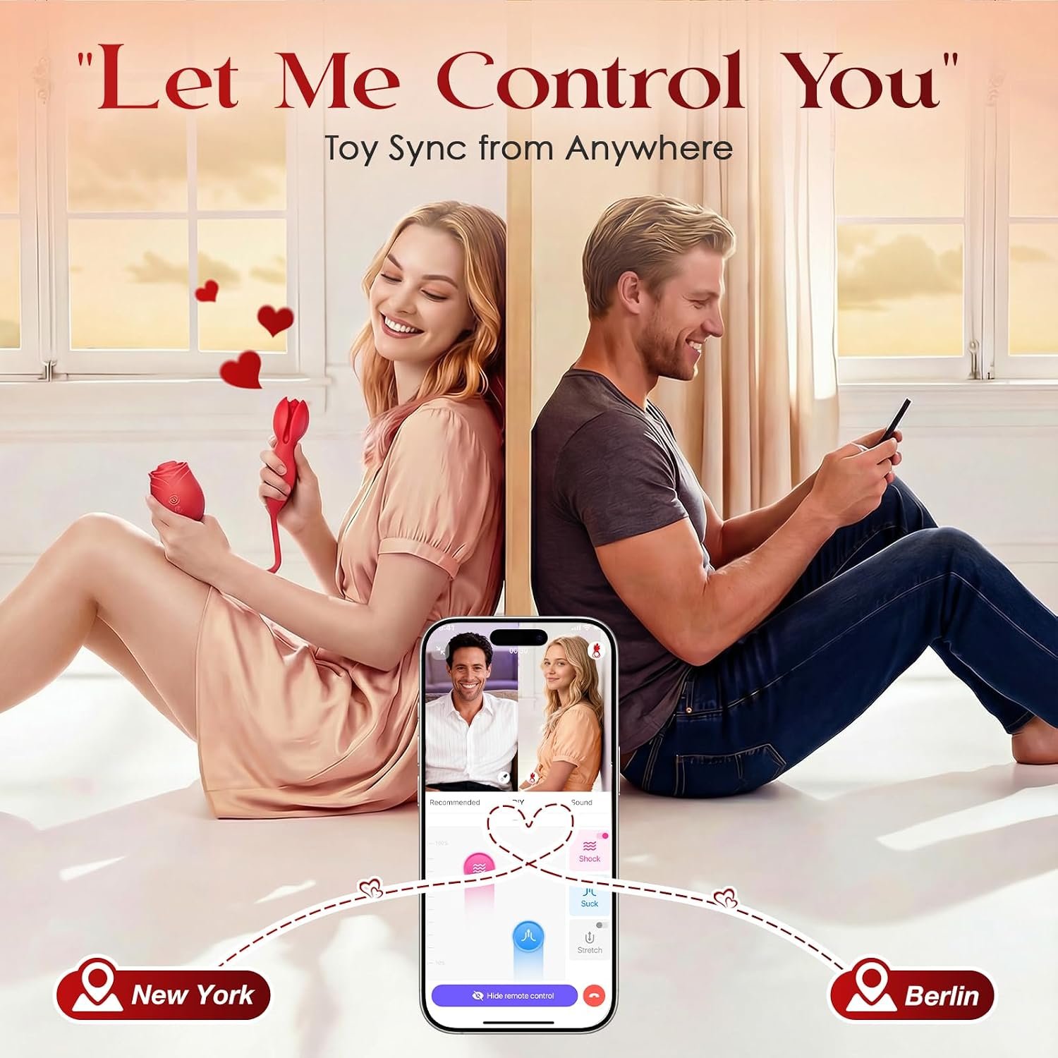 MOOLIGIRL Rose Toy Couple Vibrator Sex Toys for Women, Detachable Sucking Vibrator & Blooming Thrusting Dildo, 10 Modes, App AI Control Adult Toy for Female, G-Spot Clitoral Nipple Paddles S&M Whips - Image 5