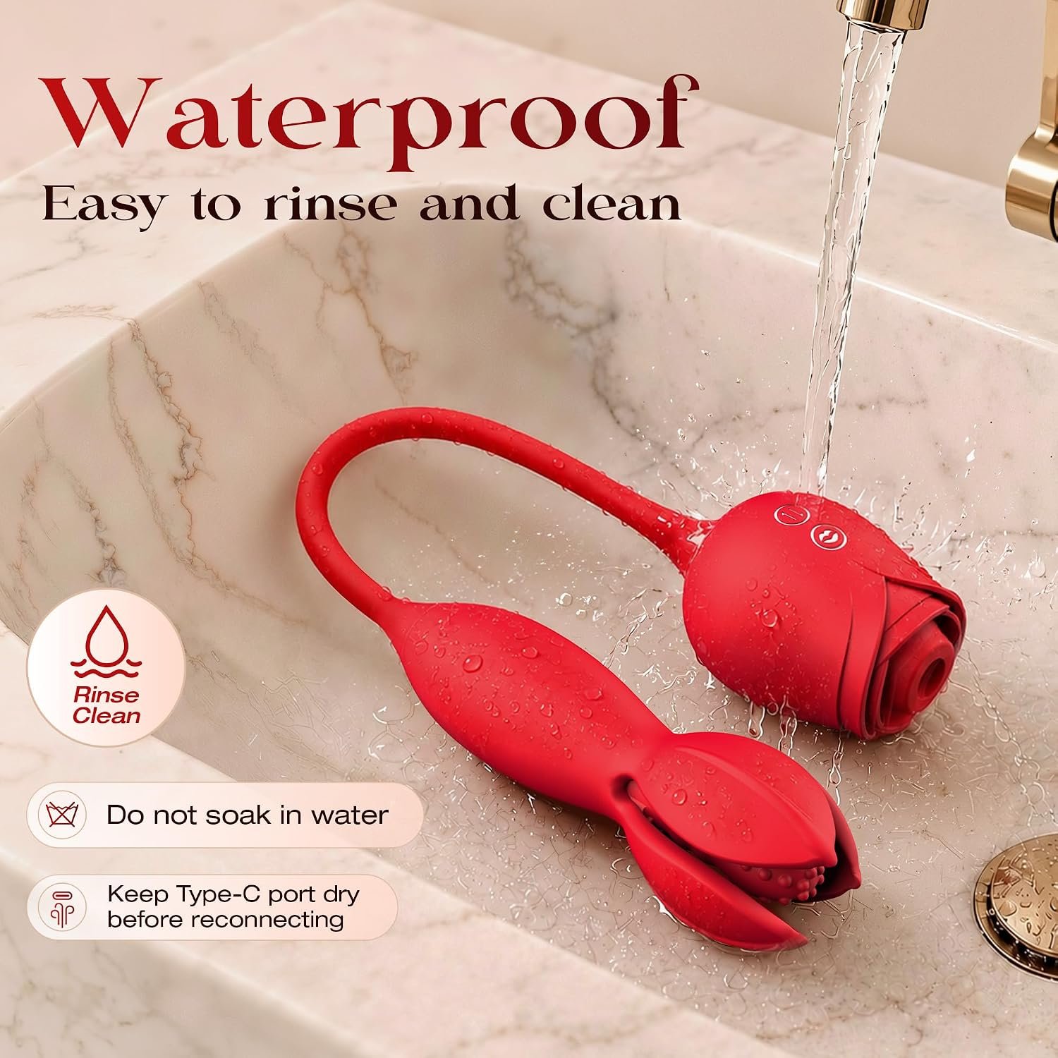 MOOLIGIRL Rose Toy Couple Vibrator Sex Toys for Women, Detachable Sucking Vibrator & Blooming Thrusting Dildo, 10 Modes, App AI Control Adult Toy for Female, G-Spot Clitoral Nipple Paddles S&M Whips - Image 6