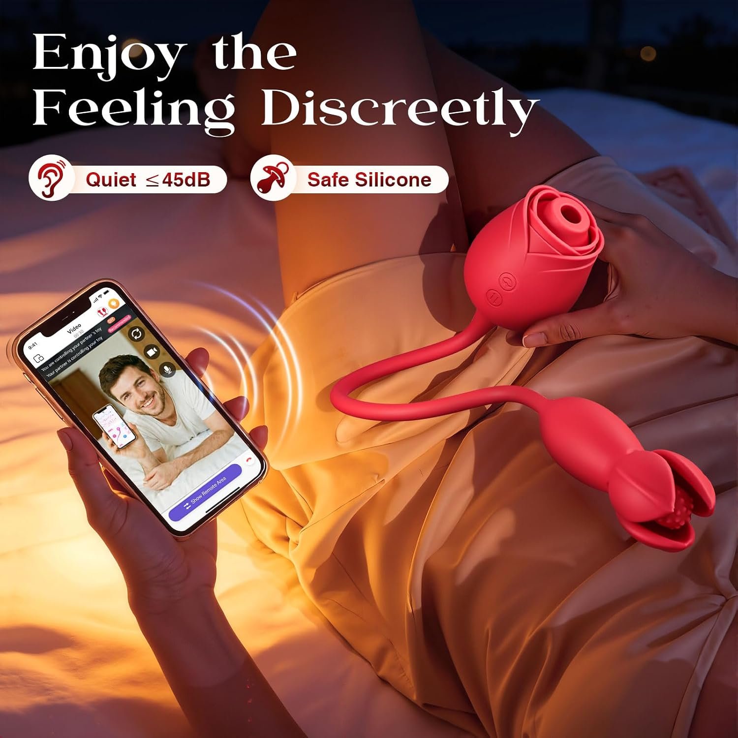 MOOLIGIRL Rose Toy Couple Vibrator Sex Toys for Women, Detachable Sucking Vibrator & Blooming Thrusting Dildo, 10 Modes, App AI Control Adult Toy for Female, G-Spot Clitoral Nipple Paddles S&M Whips - Image 7