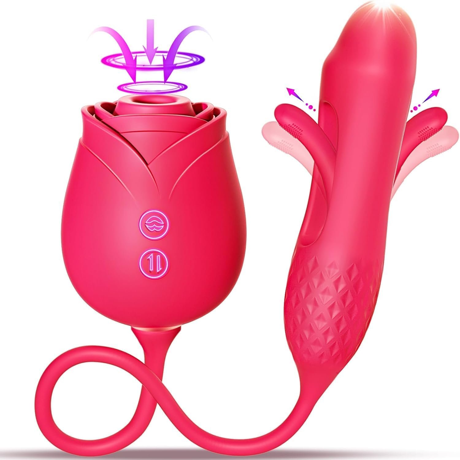 MOOLIGIRL Rose Toy Couple Vibrator Sex Toys for Women, Detachable Sucking Vibrator & Blooming Thrusting Dildo, 10 Modes, App AI Control Adult Toy for Female, G-Spot Clitoral Nipple Paddles S&M Whips - Image 10