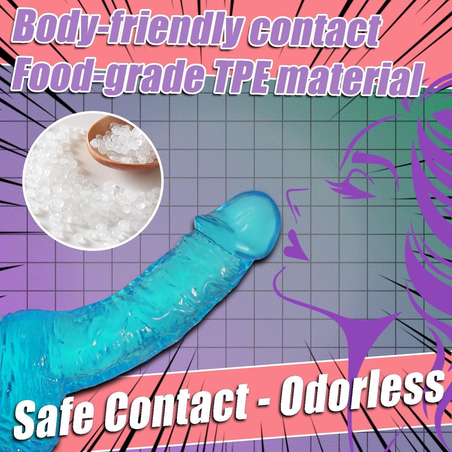 7 Inch Soft Realistic Dildo, Beginner Anal Dildos Stimulation Vaginal G-Spot and Anal Sexual, Safe Material Lifelike Men Penis with Strong Suction Cup, Adult Sex Toys for Women Men - Image 3