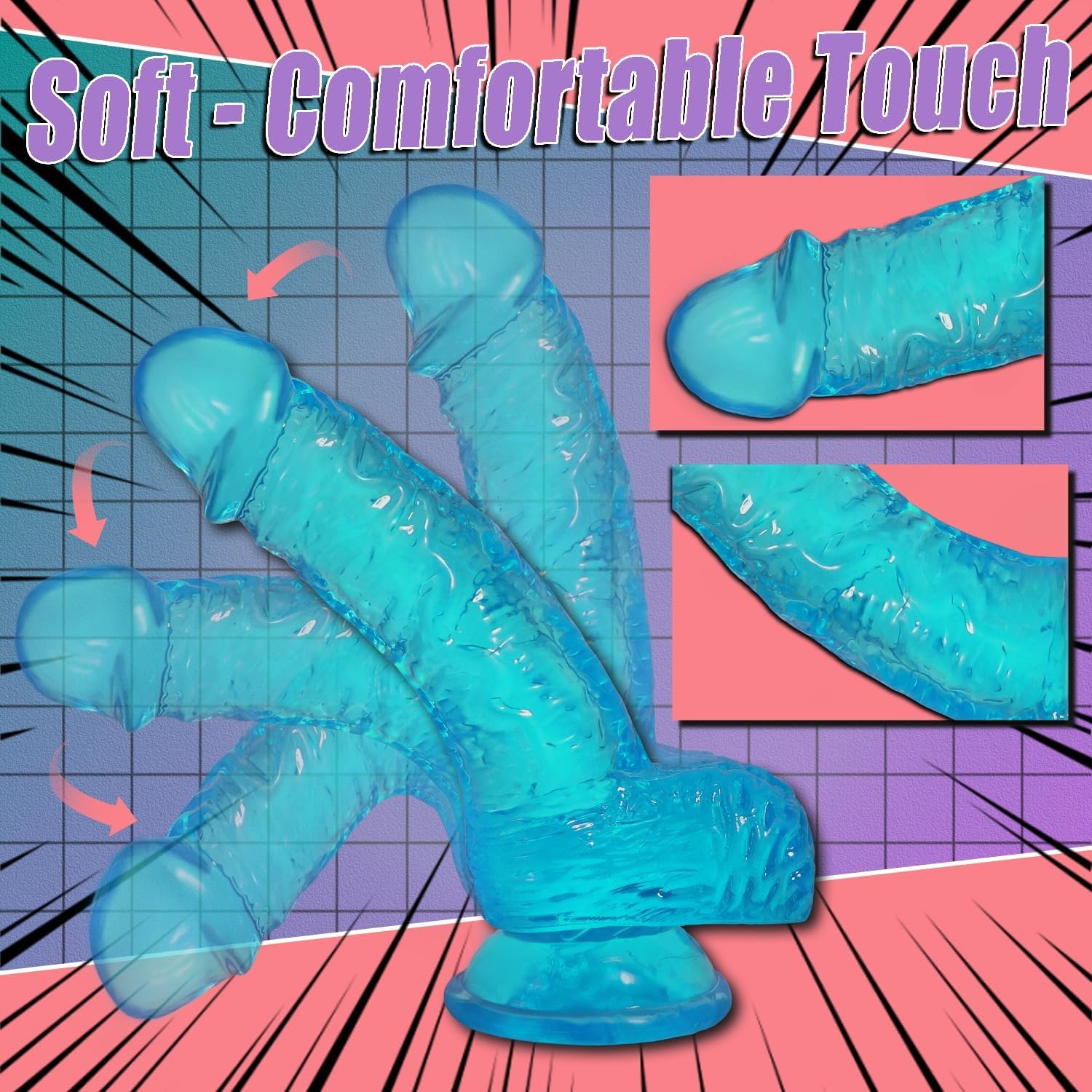 7 Inch Soft Realistic Dildo, Beginner Anal Dildos Stimulation Vaginal G-Spot and Anal Sexual, Safe Material Lifelike Men Penis with Strong Suction Cup, Adult Sex Toys for Women Men - Image 6