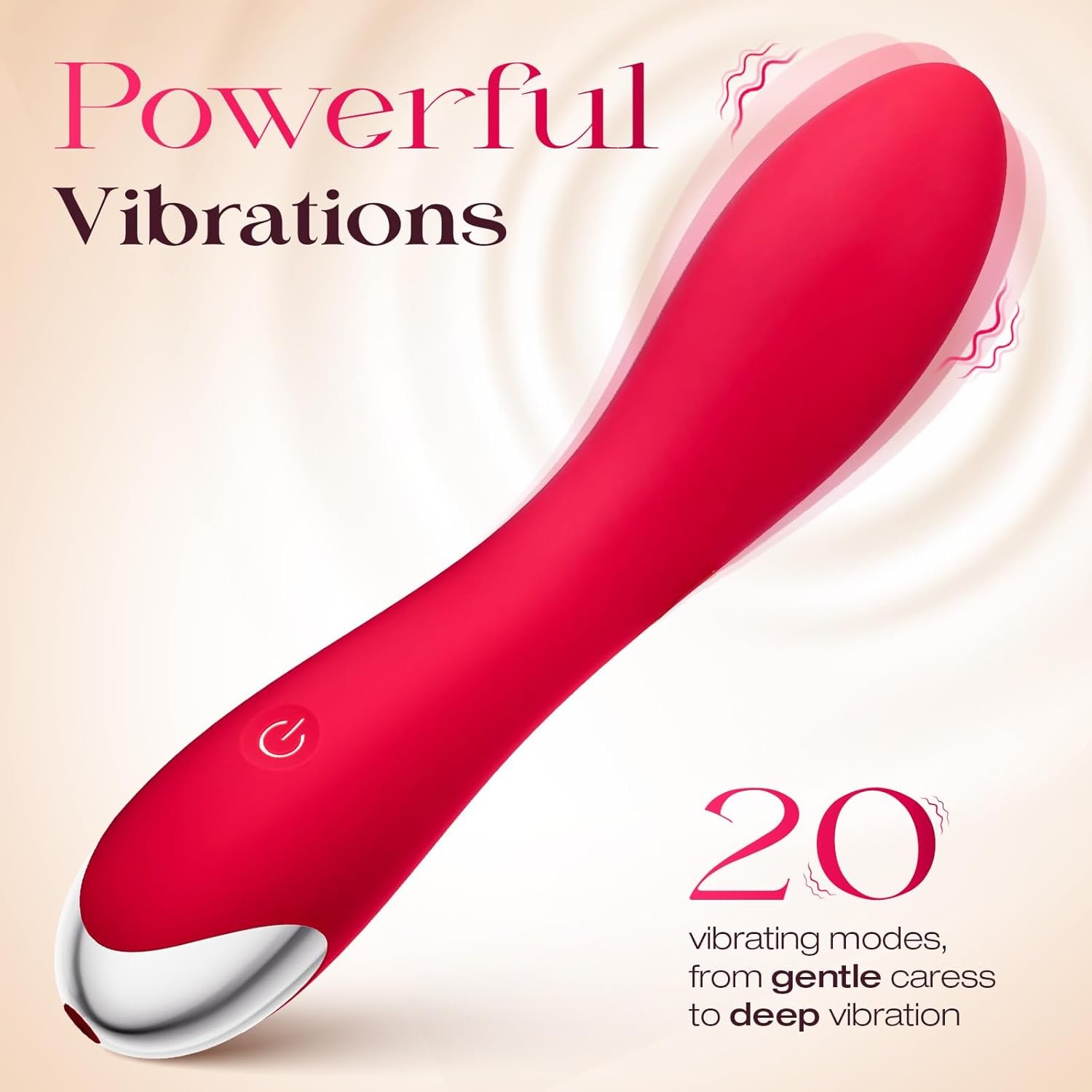 MOOLIGIRL Vibrator Kits, Women Sex Toys Adult Toy with 4 Silicone Heads | 20 Modes, App Control & IPX6 Vibrating Dildo for G-Spot, Clitoral, Nipple & Anal Play, Rose Toy for Solo or Couples - Red - Image 4