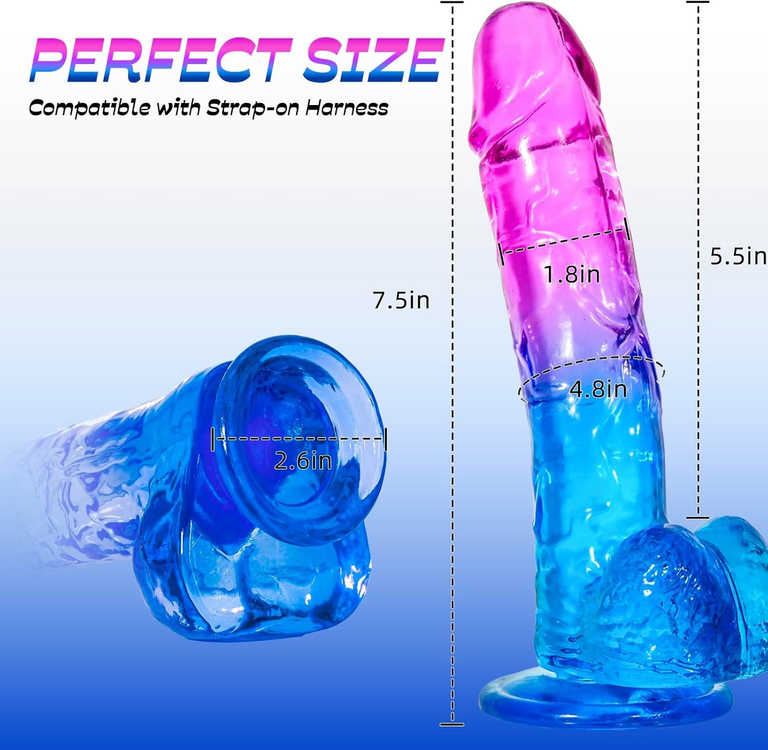 7.8” Realistic Dildo for Women & Couples, Dual Density Silicone G-Spot Toy with Strong Suction Cup, Soft Skin-Like Waterproof Design for Solo Play, Shower & Bedroom - Image 6