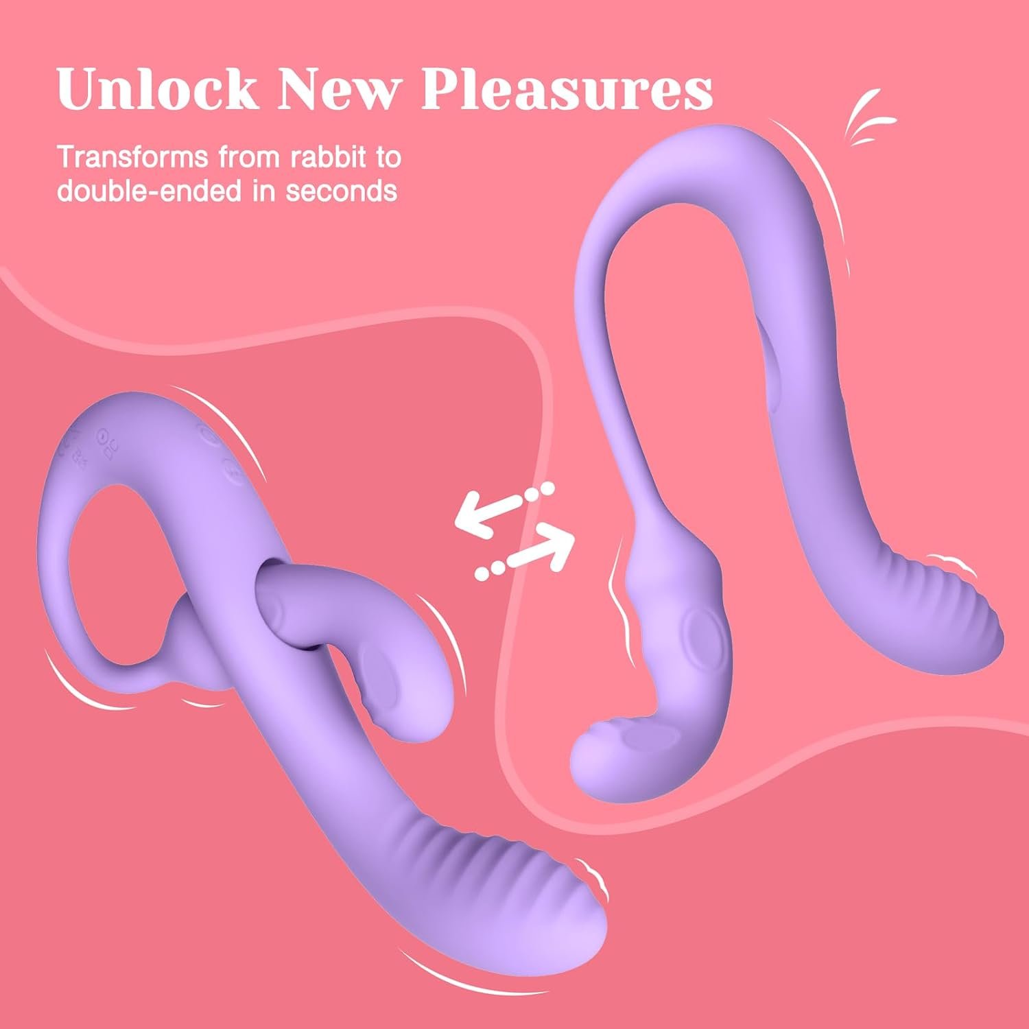 Tracy's Dog Wizzy Transformable Rabbit Vibrator Adult Sex Toys for Women | 2 in 1 detachable rabbit & dual-ended dildo for g-Spot, clitoral & anal play, remote control, 10 modes, soft silicone - Image 3