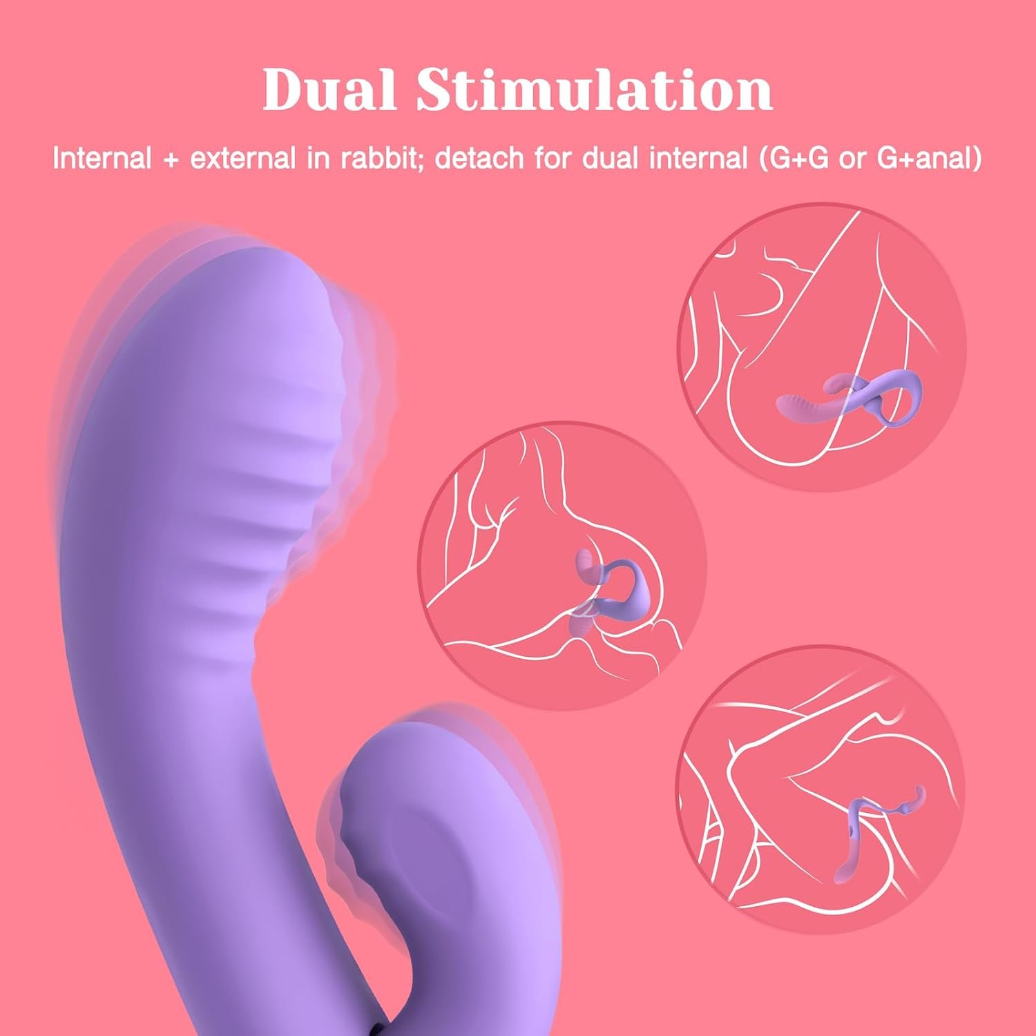 Tracy's Dog Wizzy Transformable Rabbit Vibrator Adult Sex Toys for Women | 2 in 1 detachable rabbit & dual-ended dildo for g-Spot, clitoral & anal play, remote control, 10 modes, soft silicone - Image 4