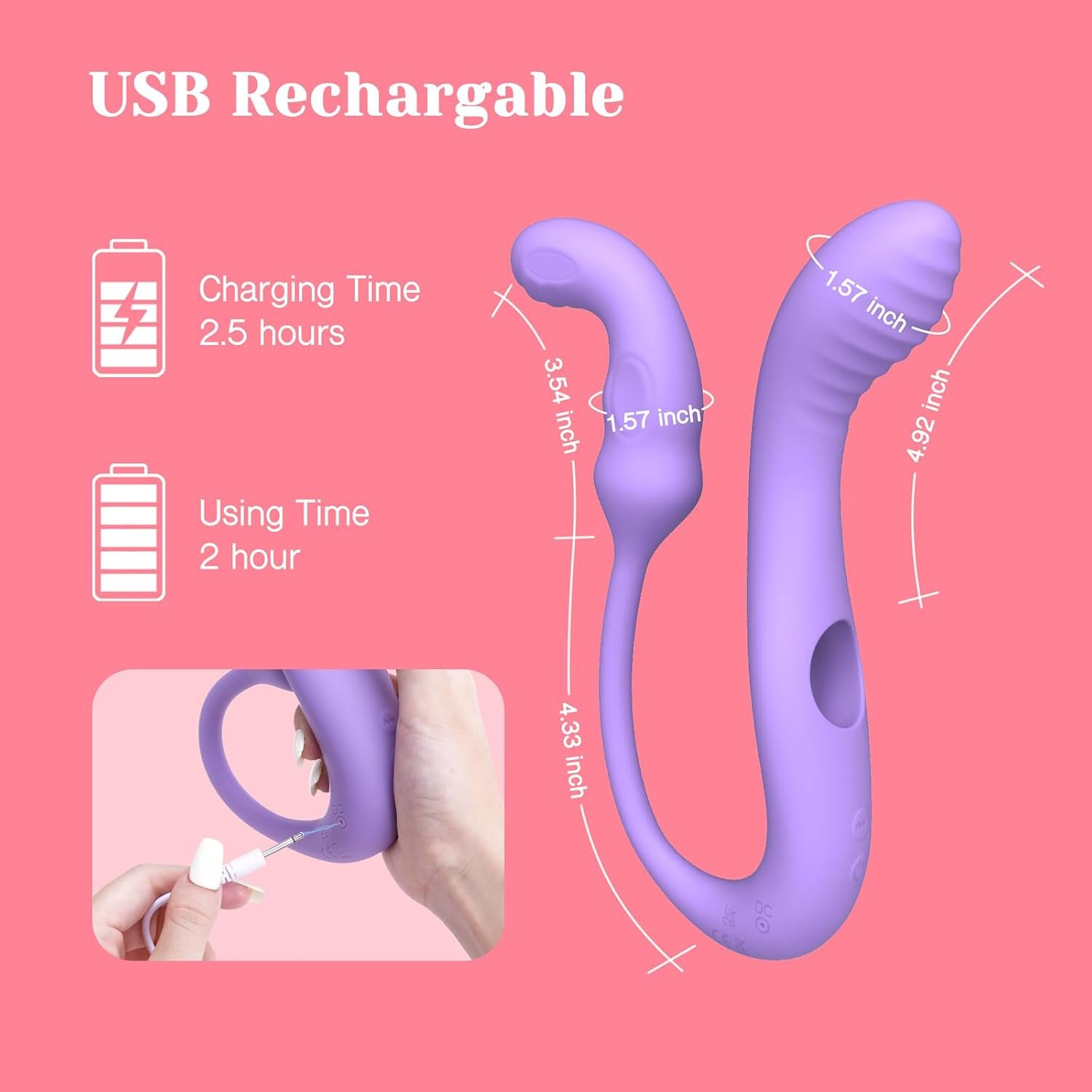 Tracy's Dog Wizzy Transformable Rabbit Vibrator Adult Sex Toys for Women | 2 in 1 detachable rabbit & dual-ended dildo for g-Spot, clitoral & anal play, remote control, 10 modes, soft silicone - Image 6