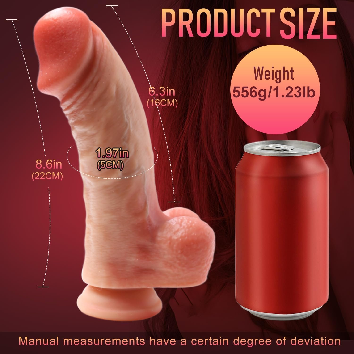 Realistic Dildo, 8.6 Inch Thick Dildo Made of Premium Silicone Dildos | Lifelike Adult Toy with Strong Suction Cup, Hands-Free G-Spot Stimulator Lifelike Veiny Texture Anal Sex Toys for Women, Men