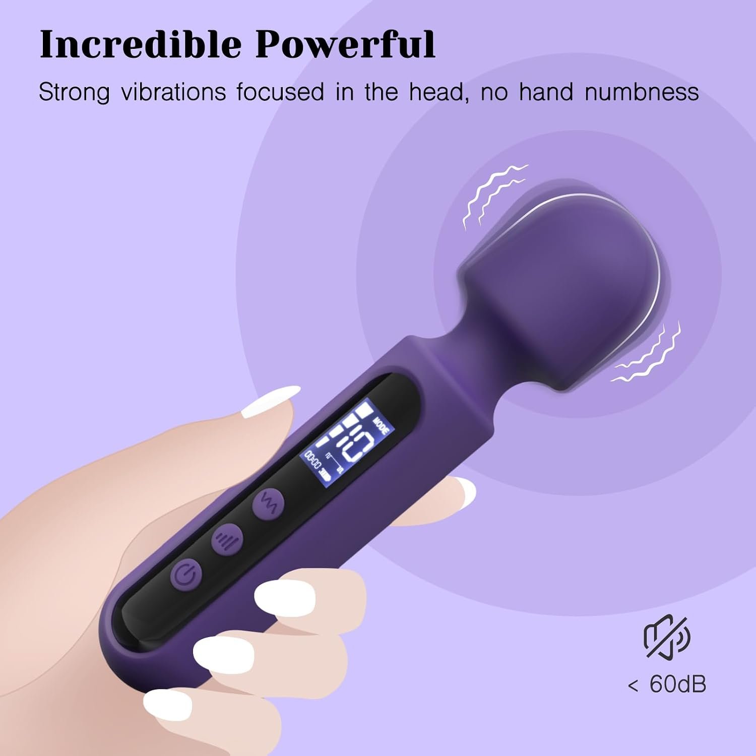 Tracy's Dog Wand Vibrator Kits, Couples Adult Sex Toys with 3 Attachments | Compact LCD Display Massager with Rabbit, Realistic Dildo, Glans Sleeve; 4 Intensities, 10 Vibration Modes, IPX6 Waterproof - Image 3