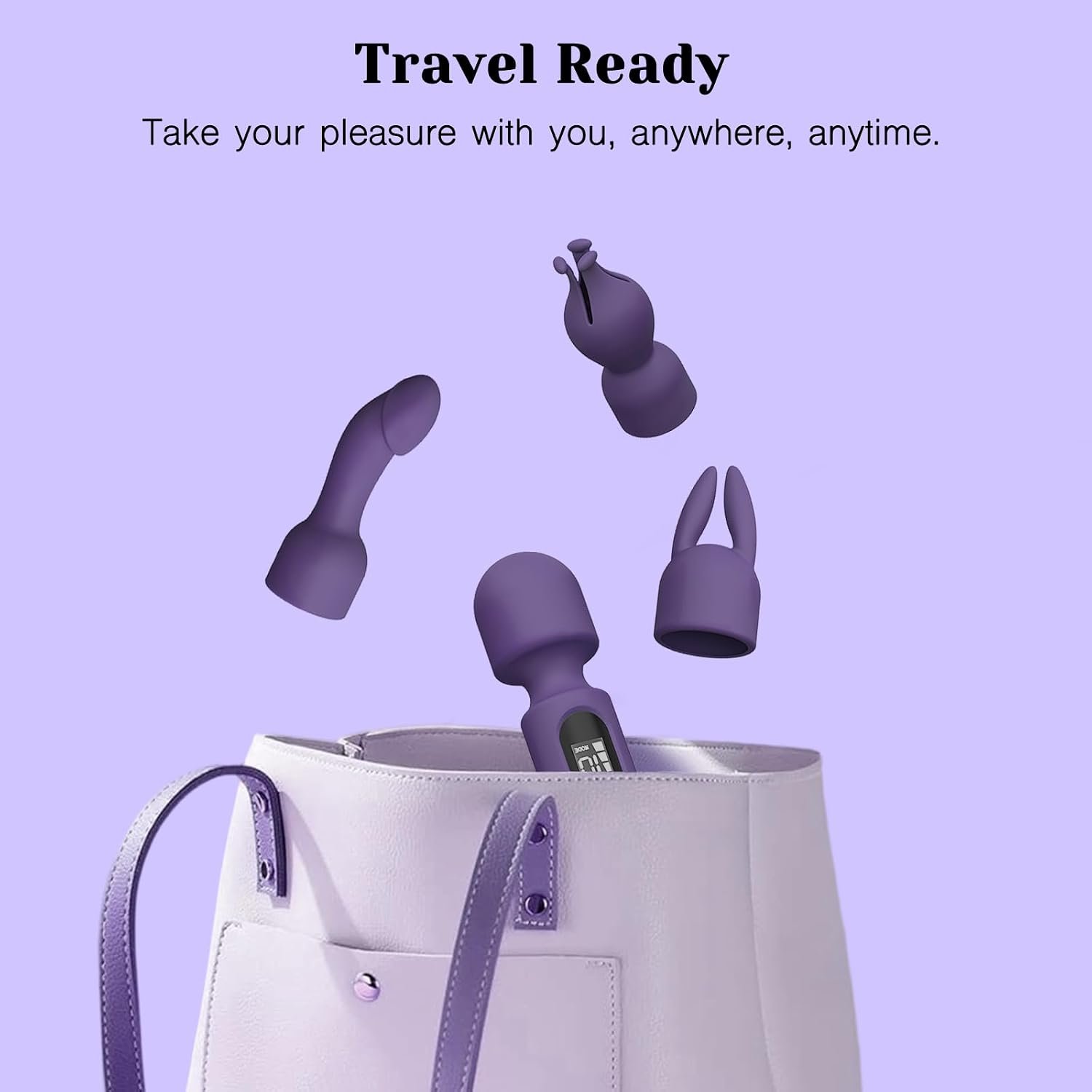 Tracy's Dog Wand Vibrator Kits, Couples Adult Sex Toys with 3 Attachments | Compact LCD Display Massager with Rabbit, Realistic Dildo, Glans Sleeve; 4 Intensities, 10 Vibration Modes, IPX6 Waterproof - Image 8