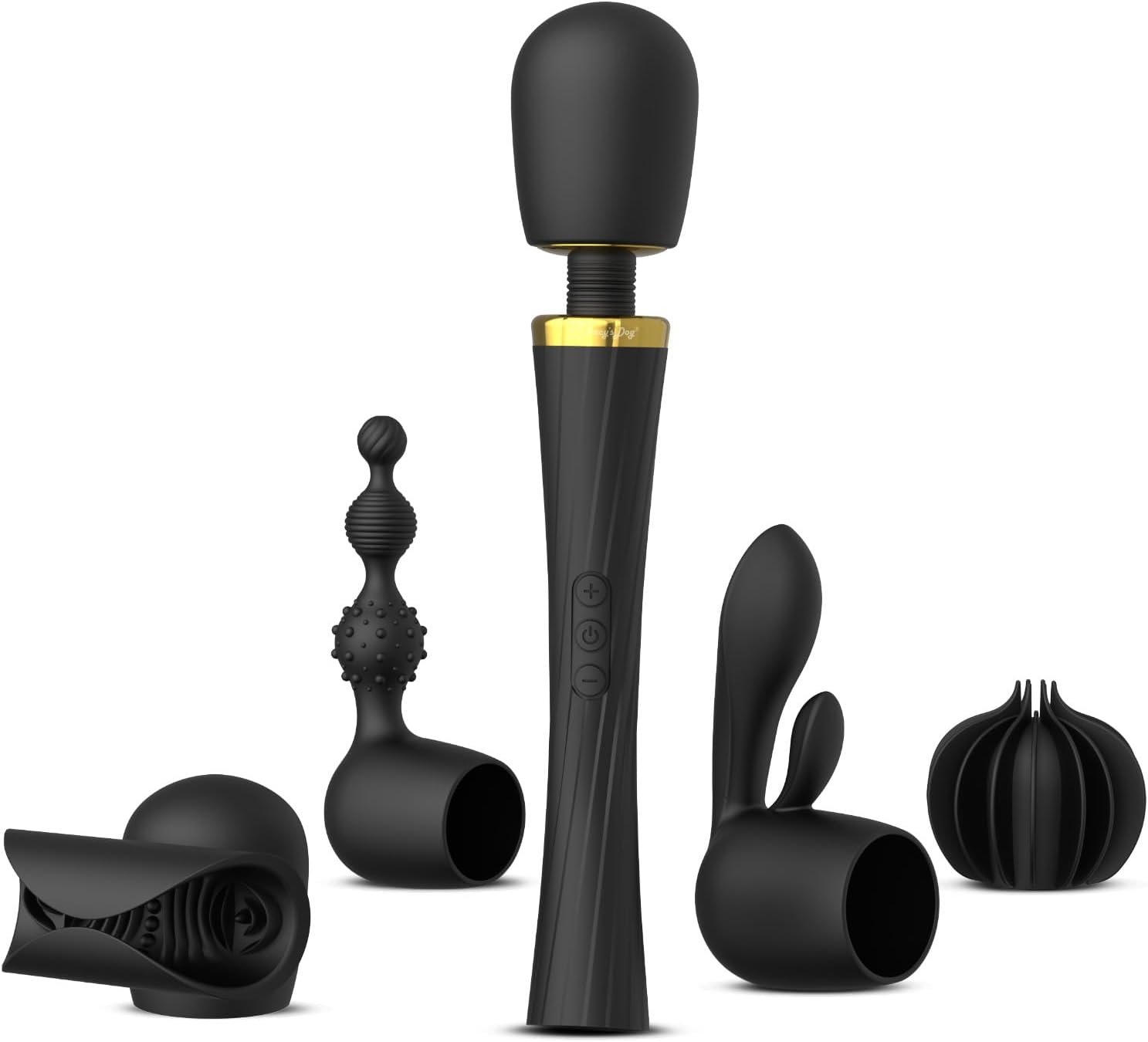 Tracy's Dog Wand Vibrator Kits, Couples Adult Sex Toys with 3 Attachments | Compact LCD Display Massager with Rabbit, Realistic Dildo, Glans Sleeve; 4 Intensities, 10 Vibration Modes, IPX6 Waterproof - Image 10