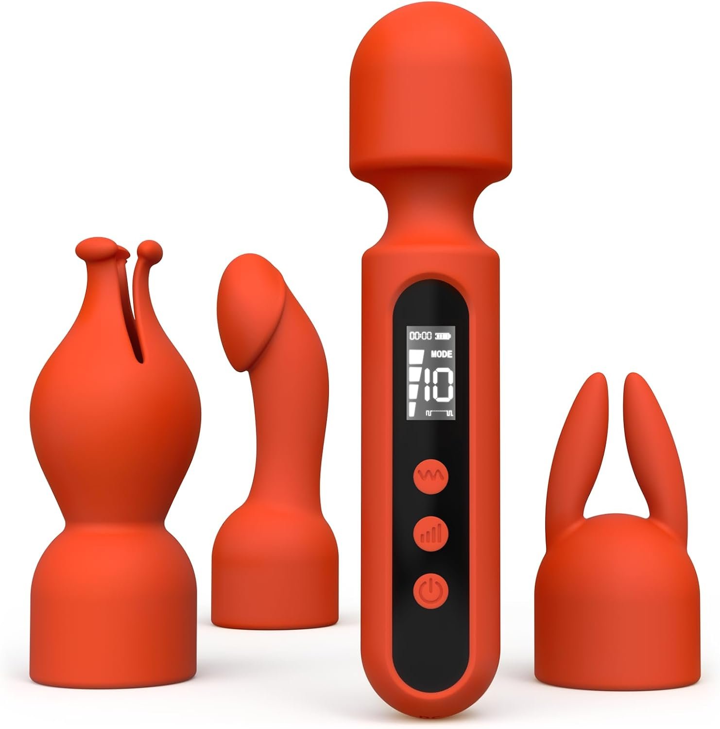 Tracy's Dog Wand Vibrator Kits, Couples Adult Sex Toys with 3 Attachments | Compact LCD Display Massager with Rabbit, Realistic Dildo, Glans Sleeve; 4 Intensities, 10 Vibration Modes, IPX6 Waterproof - Image 11