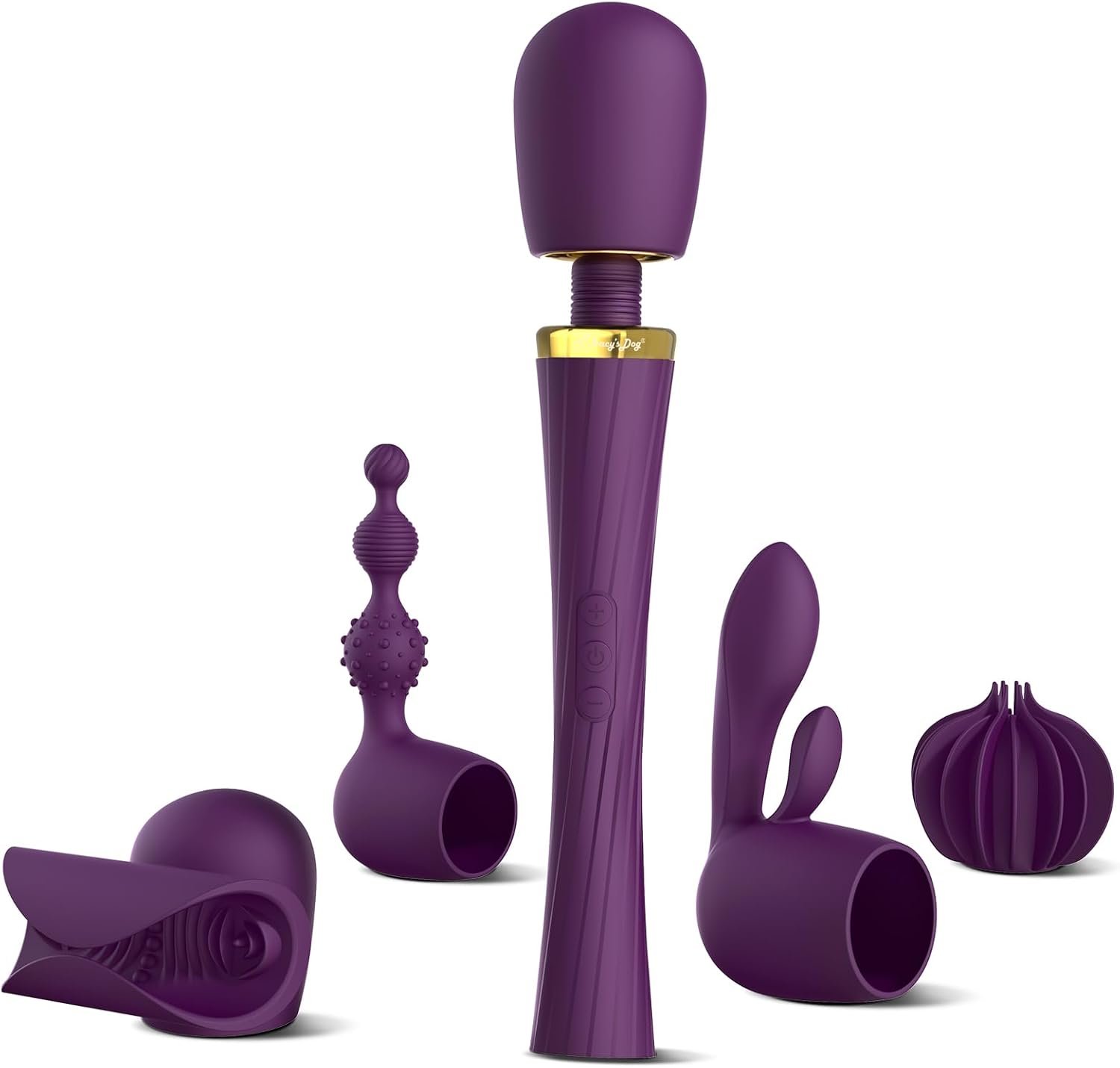 Tracy's Dog Wand Vibrator Kits, Couples Adult Sex Toys with 3 Attachments | Compact LCD Display Massager with Rabbit, Realistic Dildo, Glans Sleeve; 4 Intensities, 10 Vibration Modes, IPX6 Waterproof - Image 12