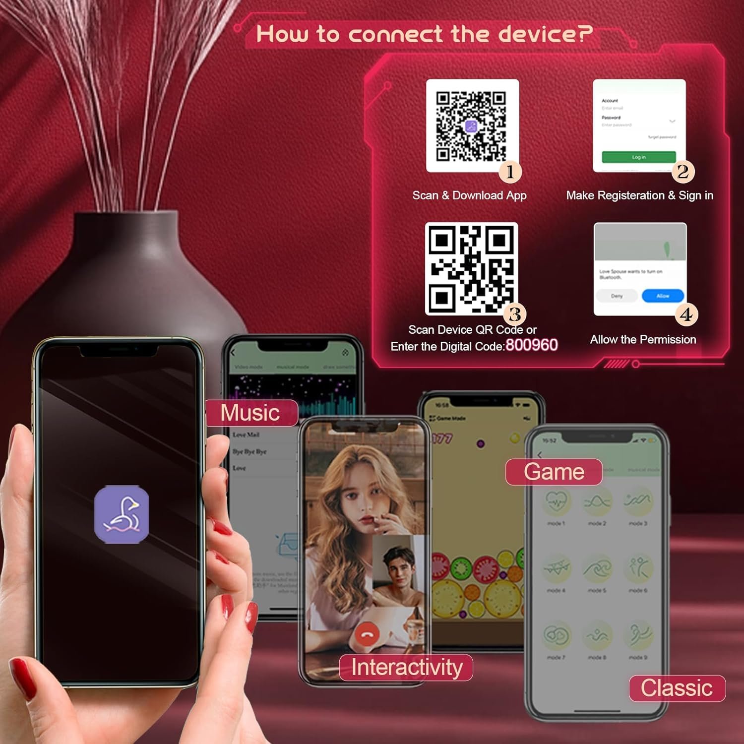 Couples App Remote Control Wearable Vibrator, Couple Women Adult Sex Toys, Long Distance Panty Vibrator with Rabbit Stimulator for G Spot Clitoral Penis Pleasure, Healexcer Female Kinky Sex Toy Game - Image 5