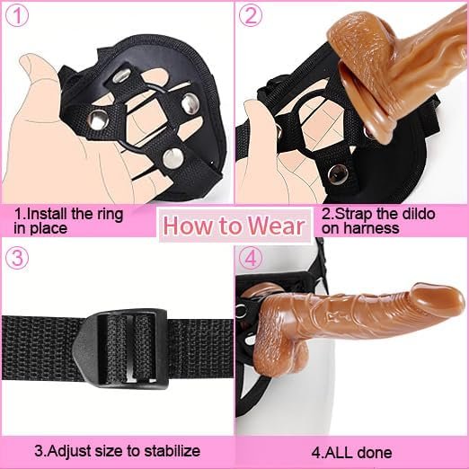 Strap on Dildo with Harness, Wearable Realistic Dildo Body-Safe Material with Strong Suction Cup, Anal Vagina G Spot Stimulator, Adult Sex Toys for Women Lesbian Couple Gay Men Beginner (Brown) - Image 5