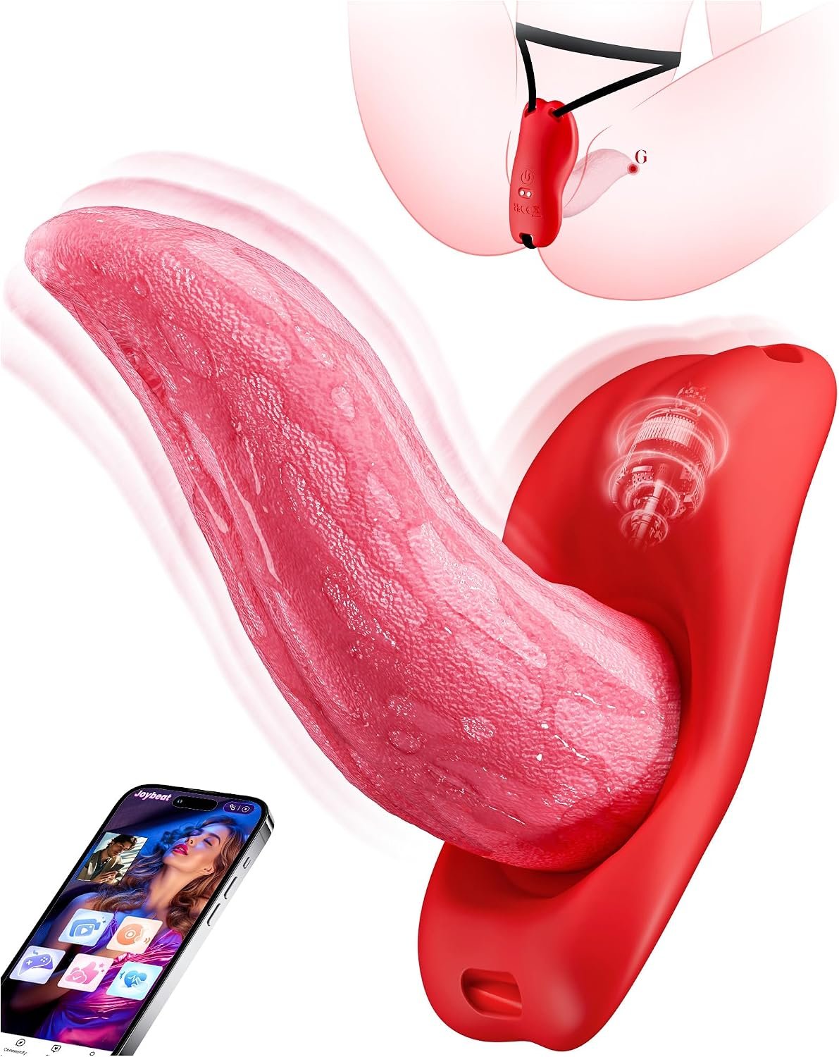 Sex Toys Women Wearable Vibrator - Realistic Tongue Licking Couples Sex Toys, APP Remote Control Adult Toys with 9 Vibrations for Clitoral G Spot Anal Double-Ended Dildos Vibrating Panties