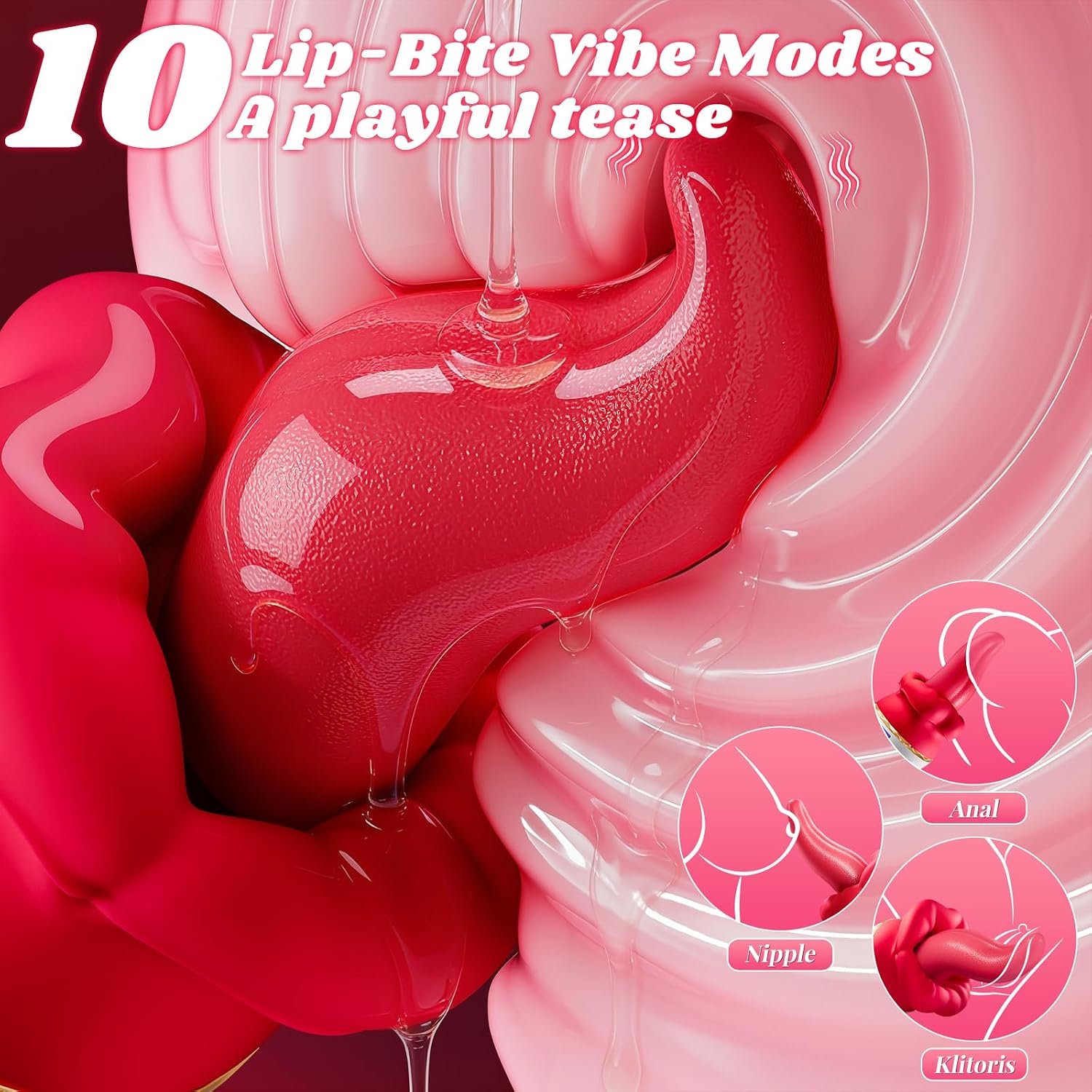Rose Toy Vibrator Tongue Toy for Women Clit Licking G-Spot Female Sex Toys | Tongue Vibrator Rose Sex Toy,9 Licking & 9 Clamping Vibration,Liquid Silicone,LCD Display,Clit Licker Adult Toys for Women - Image 4