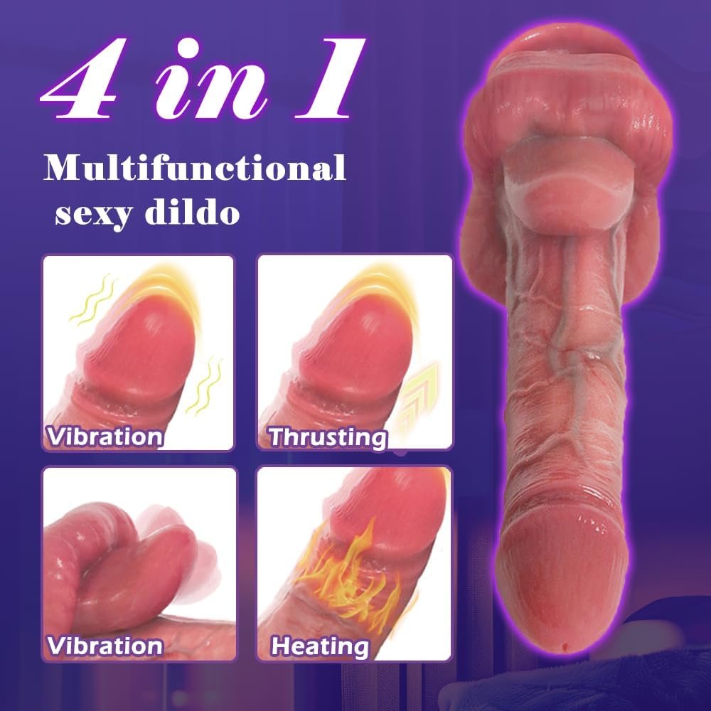 Thrusting Dildo, Realistic G‑Spot Vibrator with Tongue Licking & Heating – 6+6 Modes, Silicone, Suction Cup, Waterproof, Remote Control, Sex Toys for Women Men Couples Beginners - Image 6