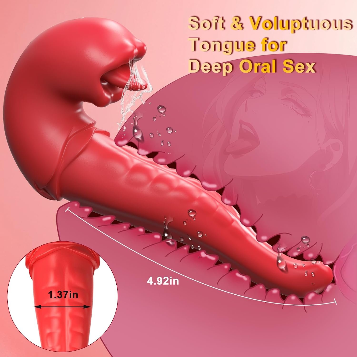 Tongue Vibrator Women Sex Toys -APP 3 in 1 Tongue Toy for Women Rose Sex Toys G Spot Vibrator Tongue Dildo with 10 Flapping 10 Vibrating Mode, Mouth Clitoral Stimulator Pleasure Tool Couple Adult Toys - Image 2