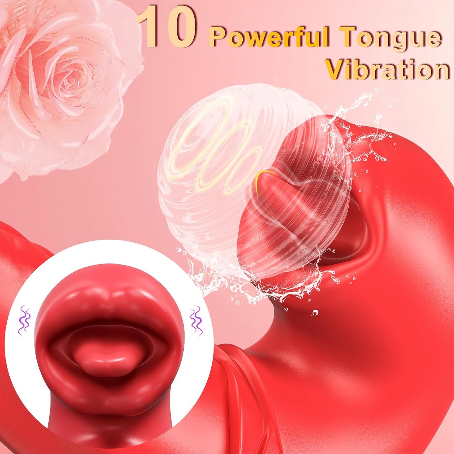 Tongue Vibrator Women Sex Toys -APP 3 in 1 Tongue Toy for Women Rose Sex Toys G Spot Vibrator Tongue Dildo with 10 Flapping 10 Vibrating Mode, Mouth Clitoral Stimulator Pleasure Tool Couple Adult Toys - Image 3