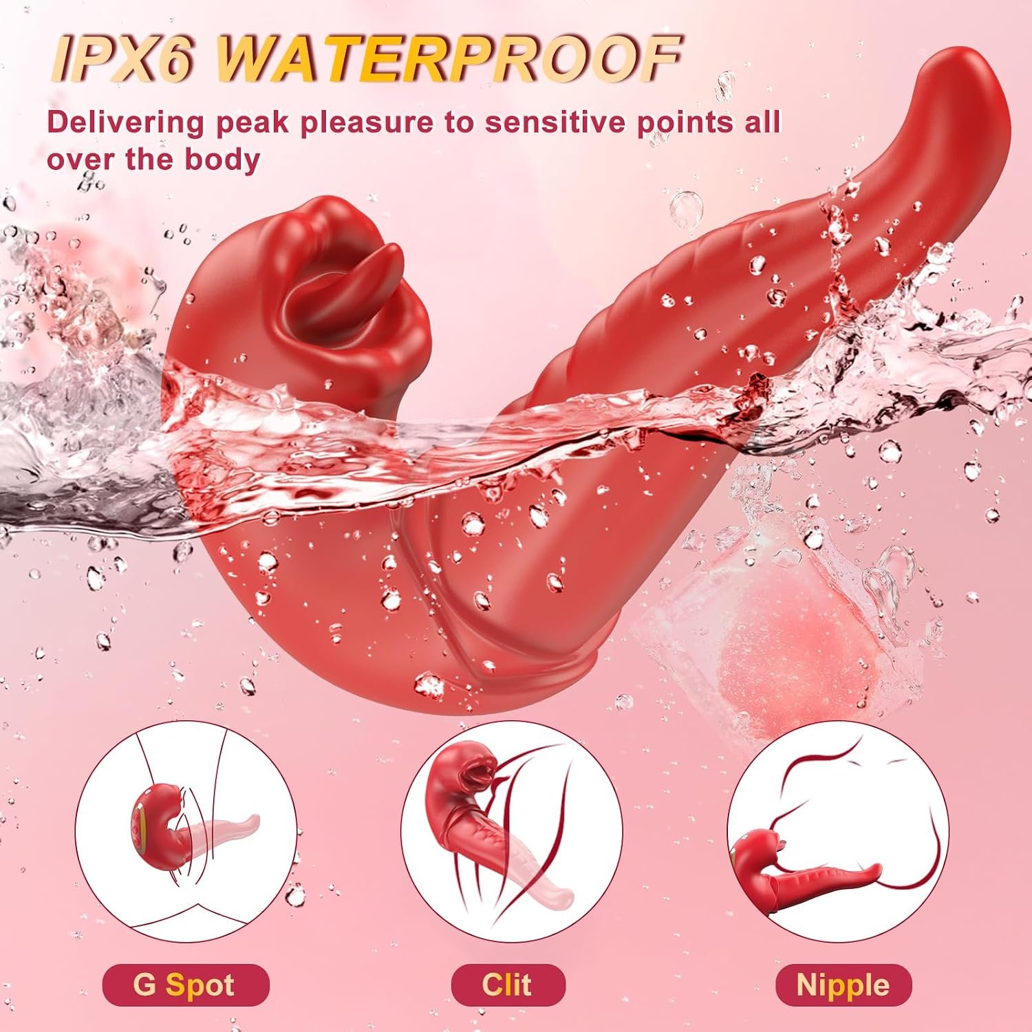 Tongue Vibrator Women Sex Toys -APP 3 in 1 Tongue Toy for Women Rose Sex Toys G Spot Vibrator Tongue Dildo with 10 Flapping 10 Vibrating Mode, Mouth Clitoral Stimulator Pleasure Tool Couple Adult Toys - Image 5